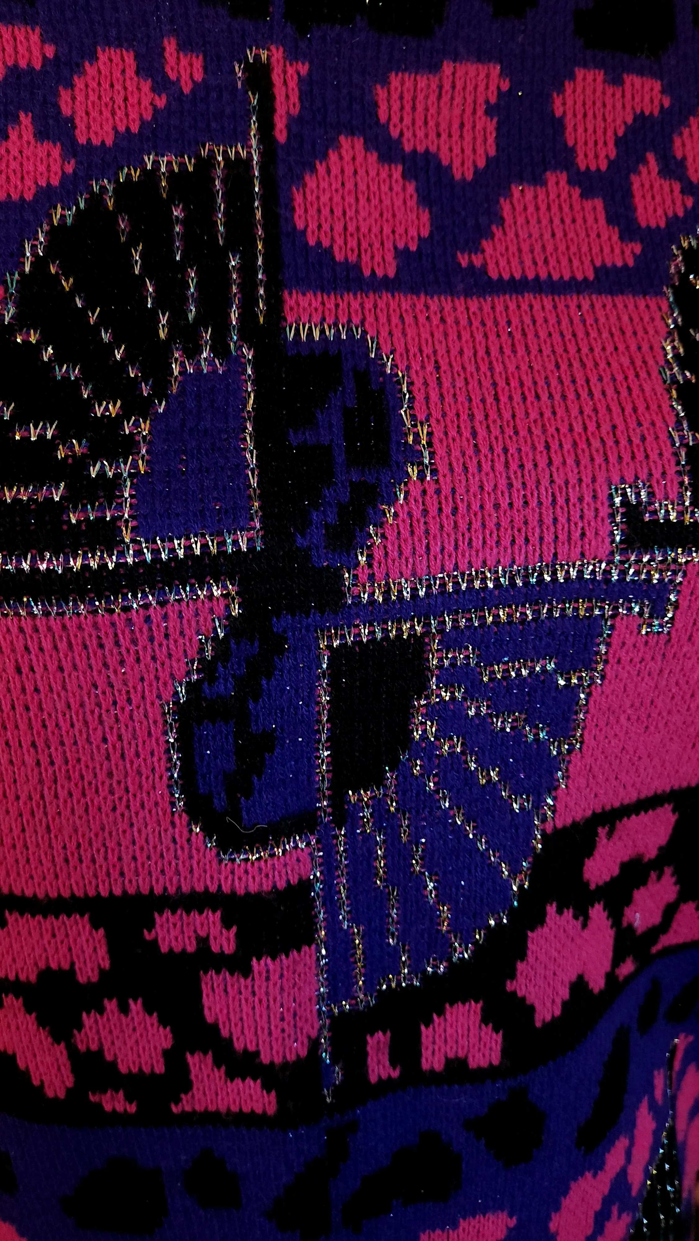 80s Oversized Purple And Pink Abstract Fan Sweater By Jennifer Scott - Image 6