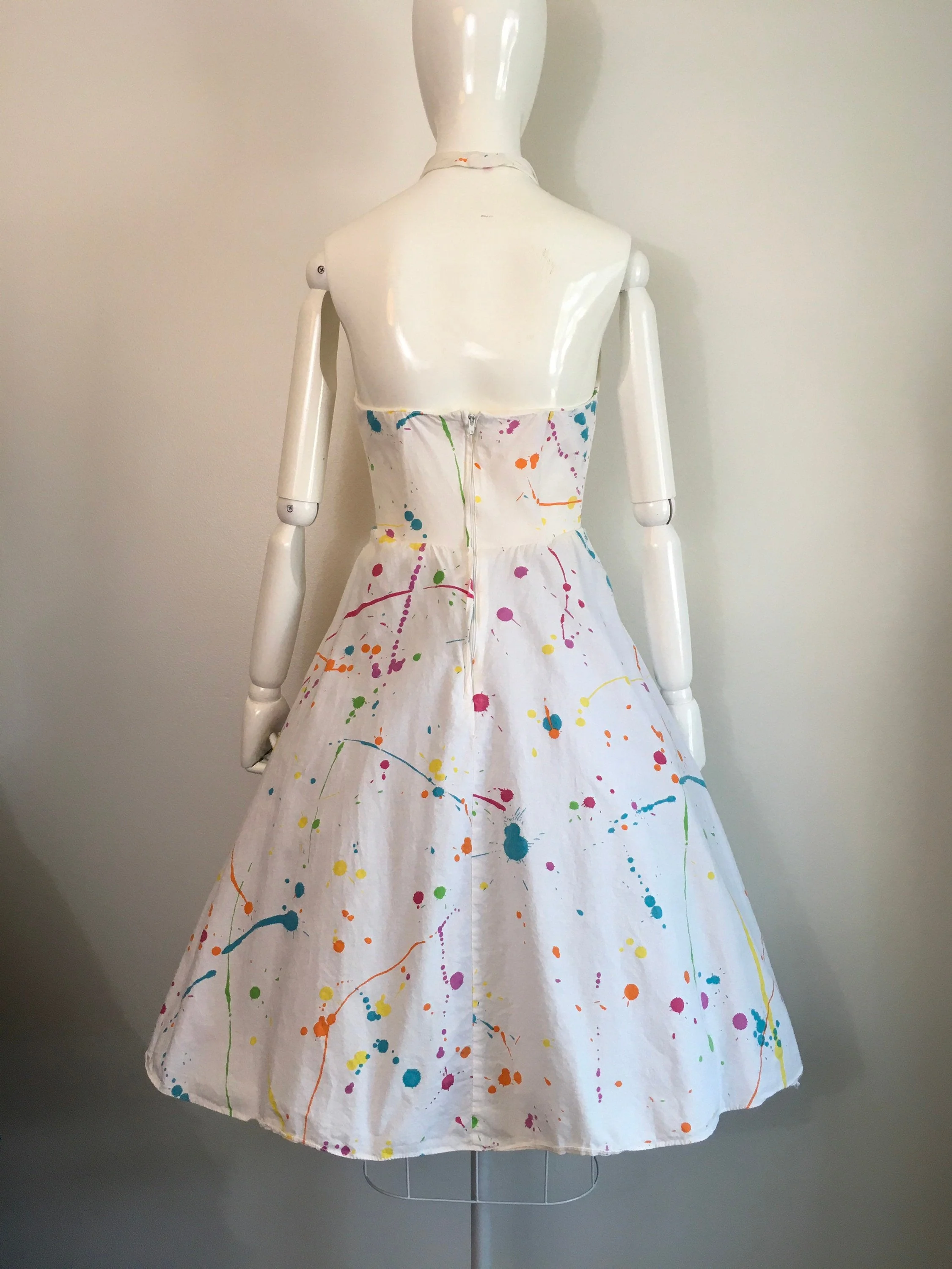 80's Paint Splatter Halter Neck Dress by EBI by Brassies - Image 2