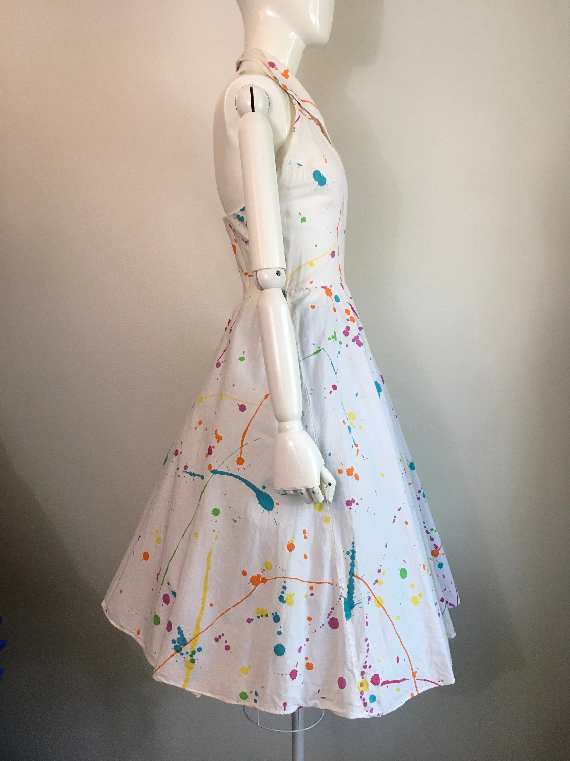 80's Paint Splatter Halter Neck Dress by EBI by Brassies - Image 3