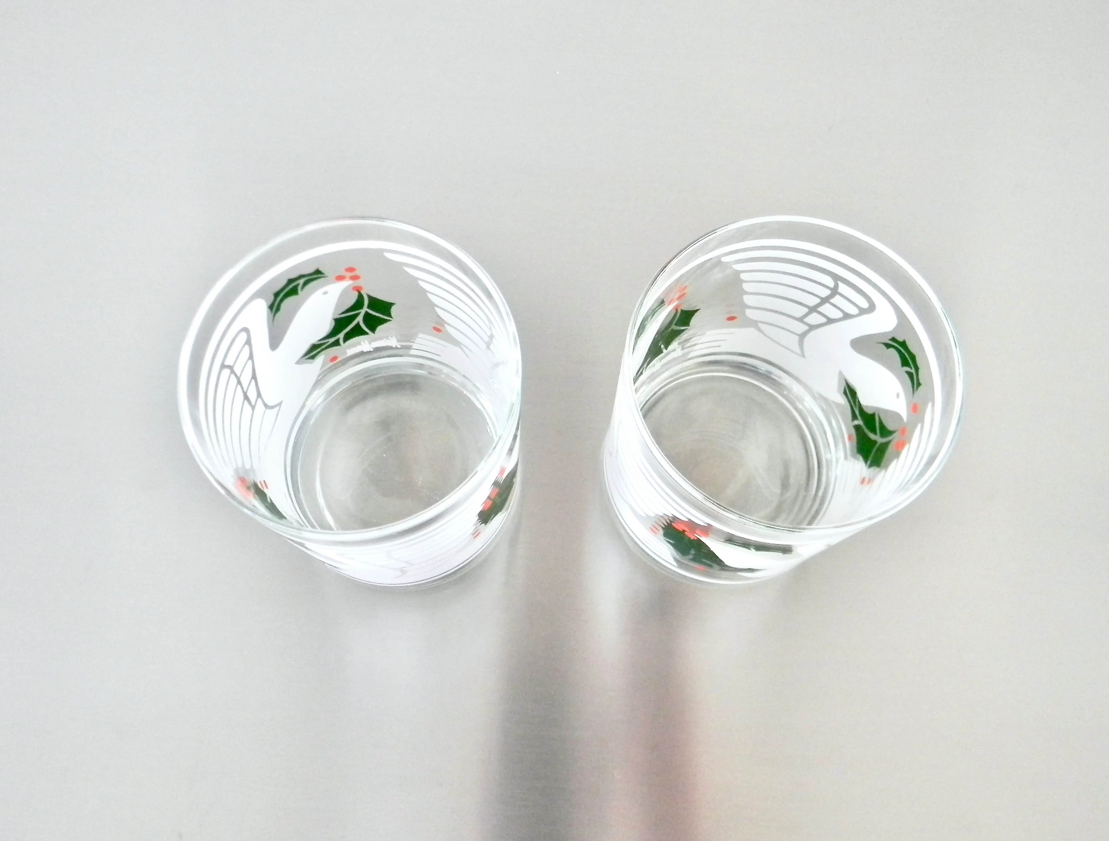 80s Pair Of Modernist Dove And Holly Dbl Rocks Glasses By Neiman Marcus - Image 11