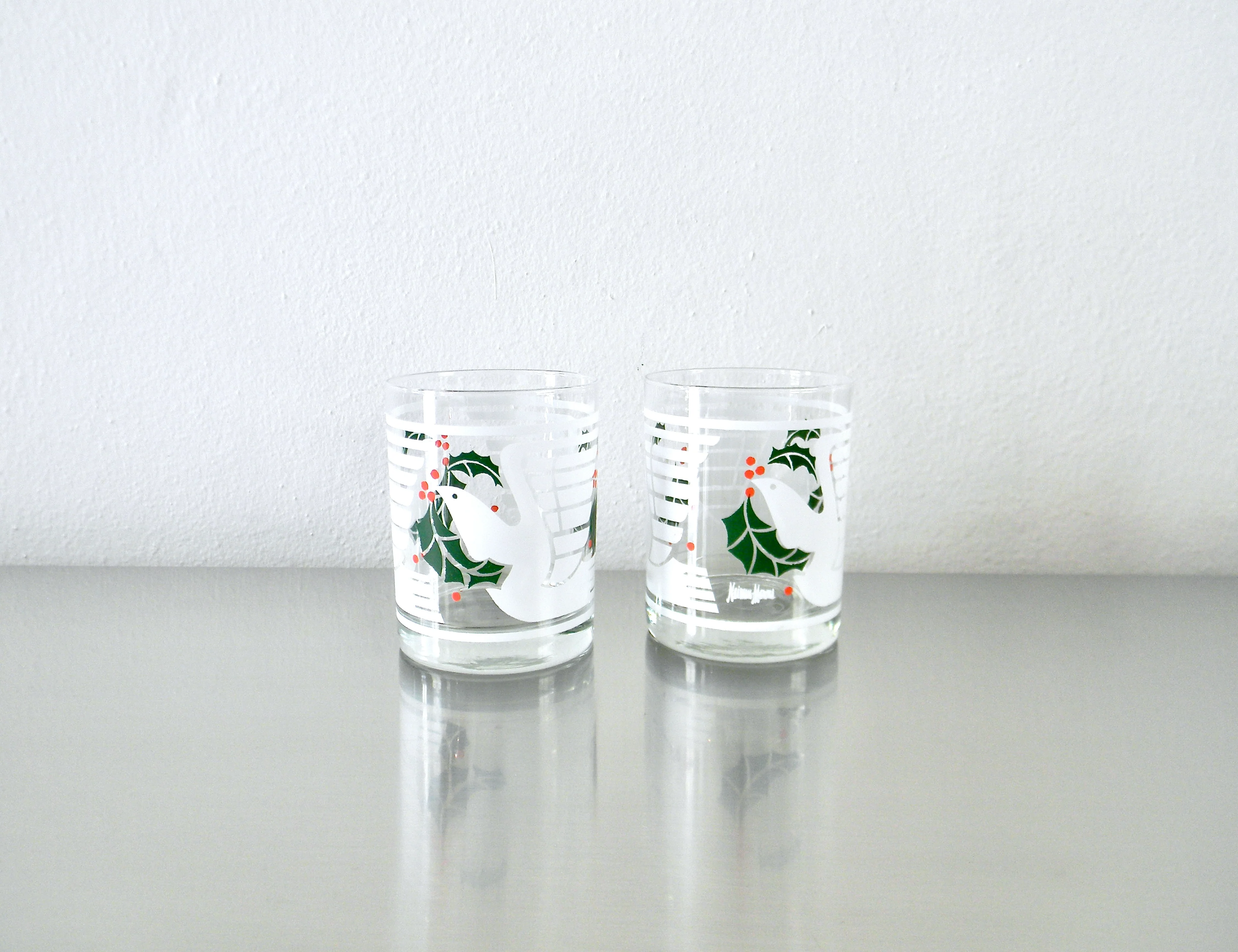 80s Pair Of Modernist Dove And Holly Dbl Rocks Glasses By Neiman Marcus - Image 14