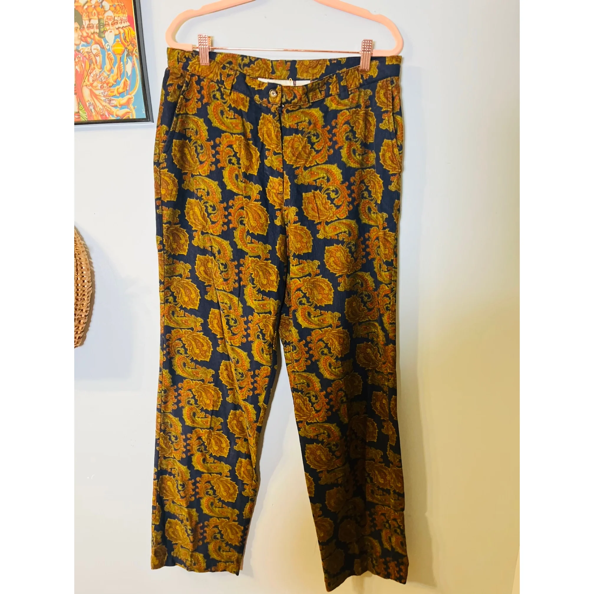 80s Paisley Print Corduroy Trousers By Orvis - Image 3