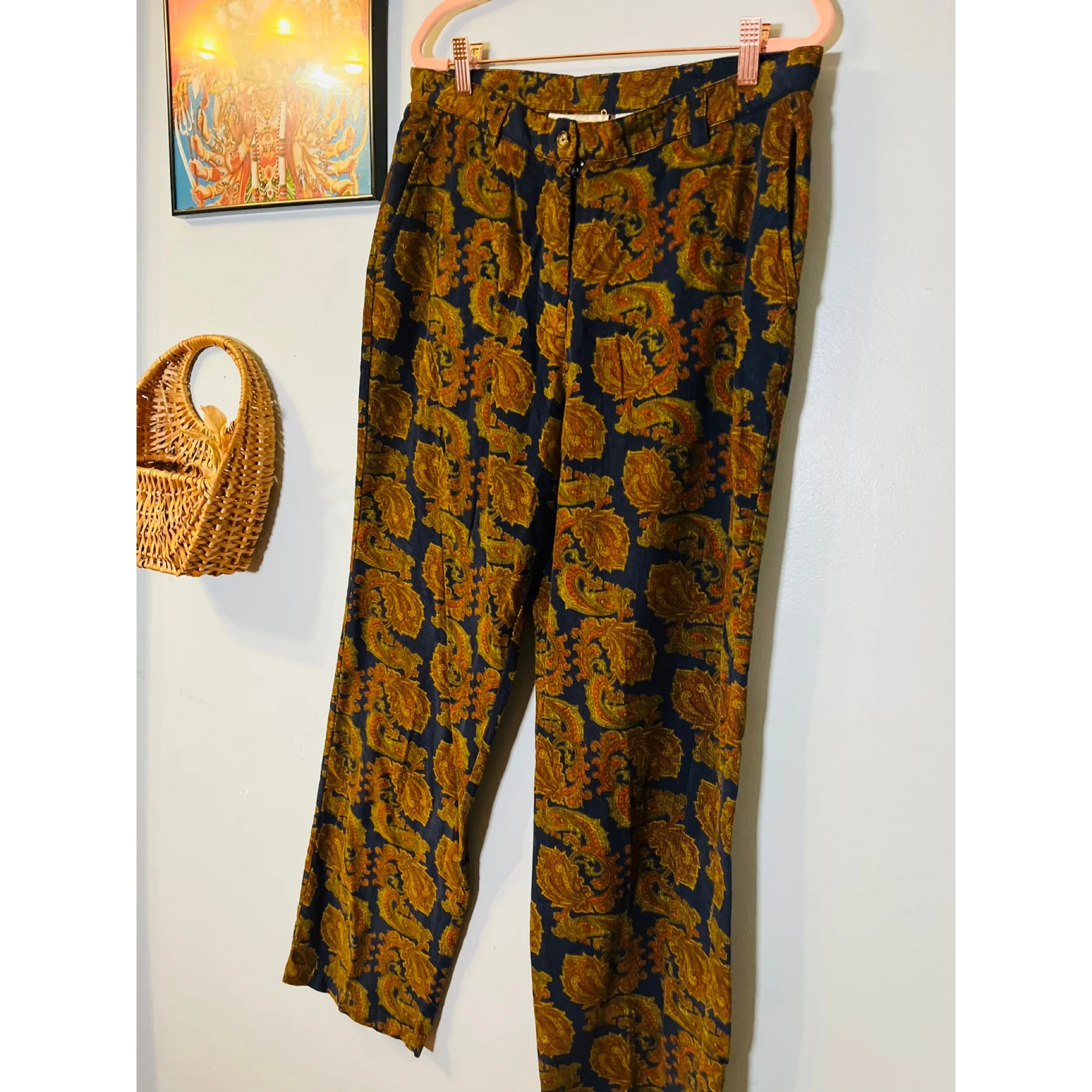 80s Paisley Print Corduroy Trousers By Orvis - Image 4