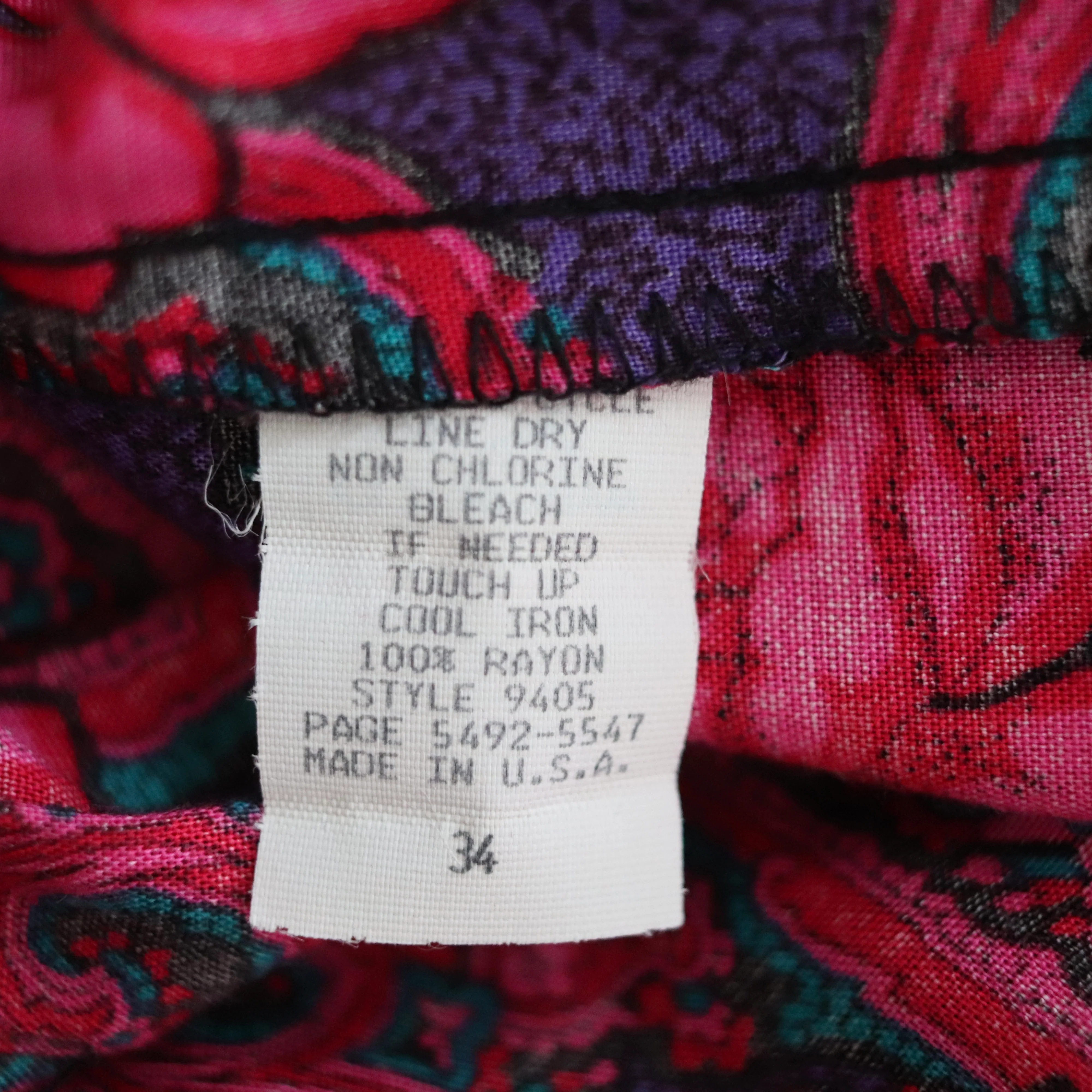 80s Paisley Rose Floral Soft Rayon Pull-on Midi Skirt - Image 6