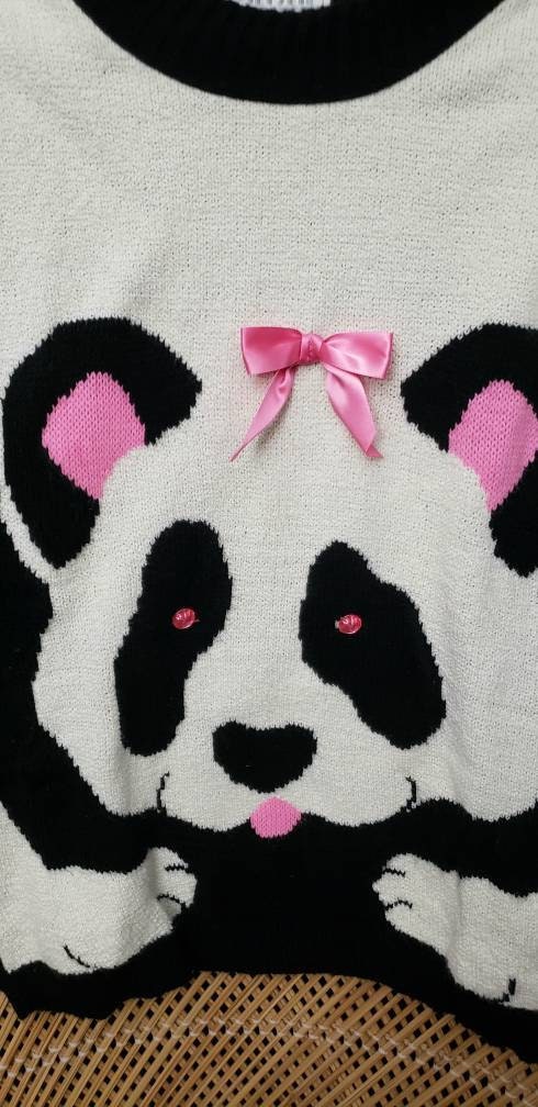 80s Panda Sweater Lg 14 Girls by Jet Set Sweaters - Image 6