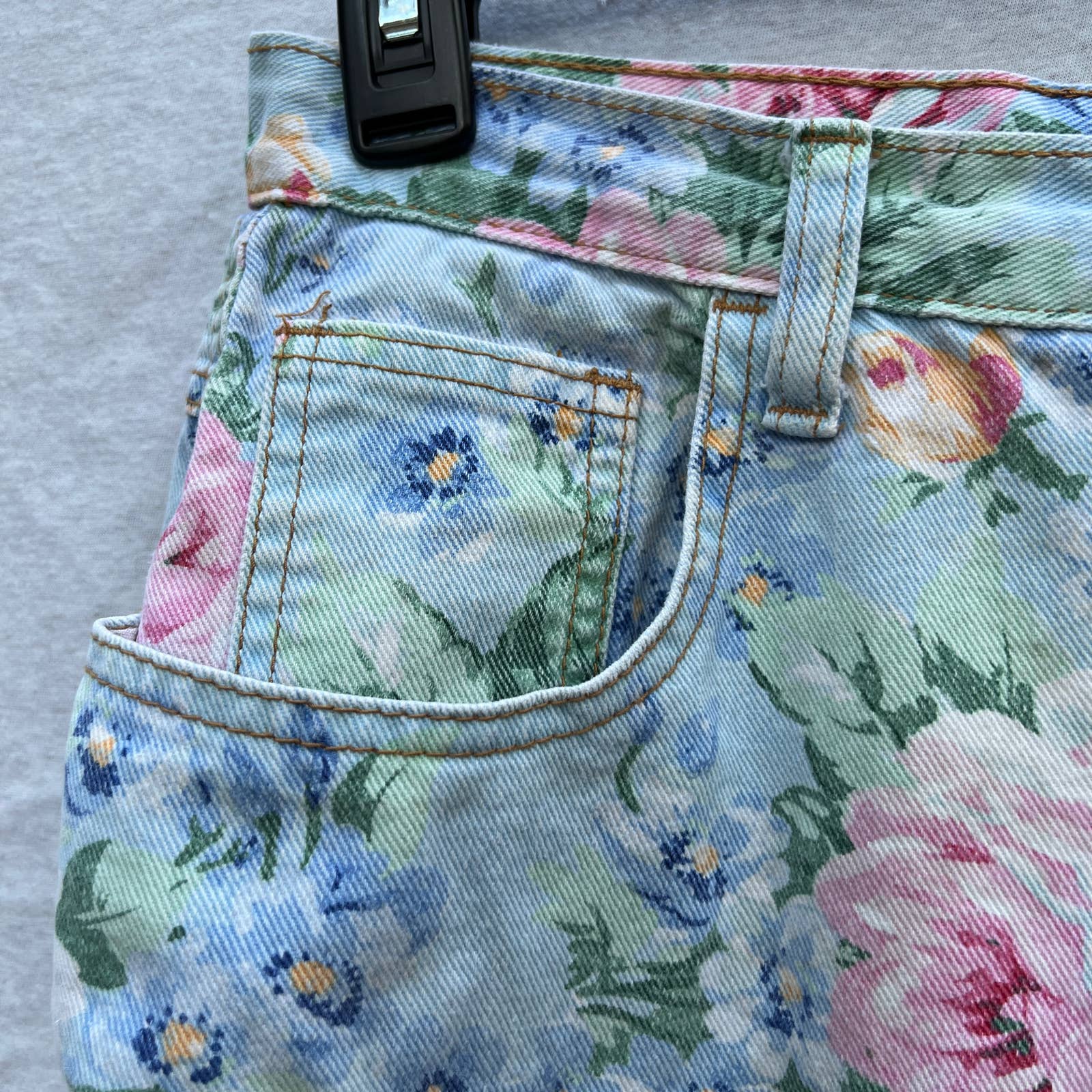 80s Pastel Floral Pink High Rise Jean Shorts By Zena - Image 5
