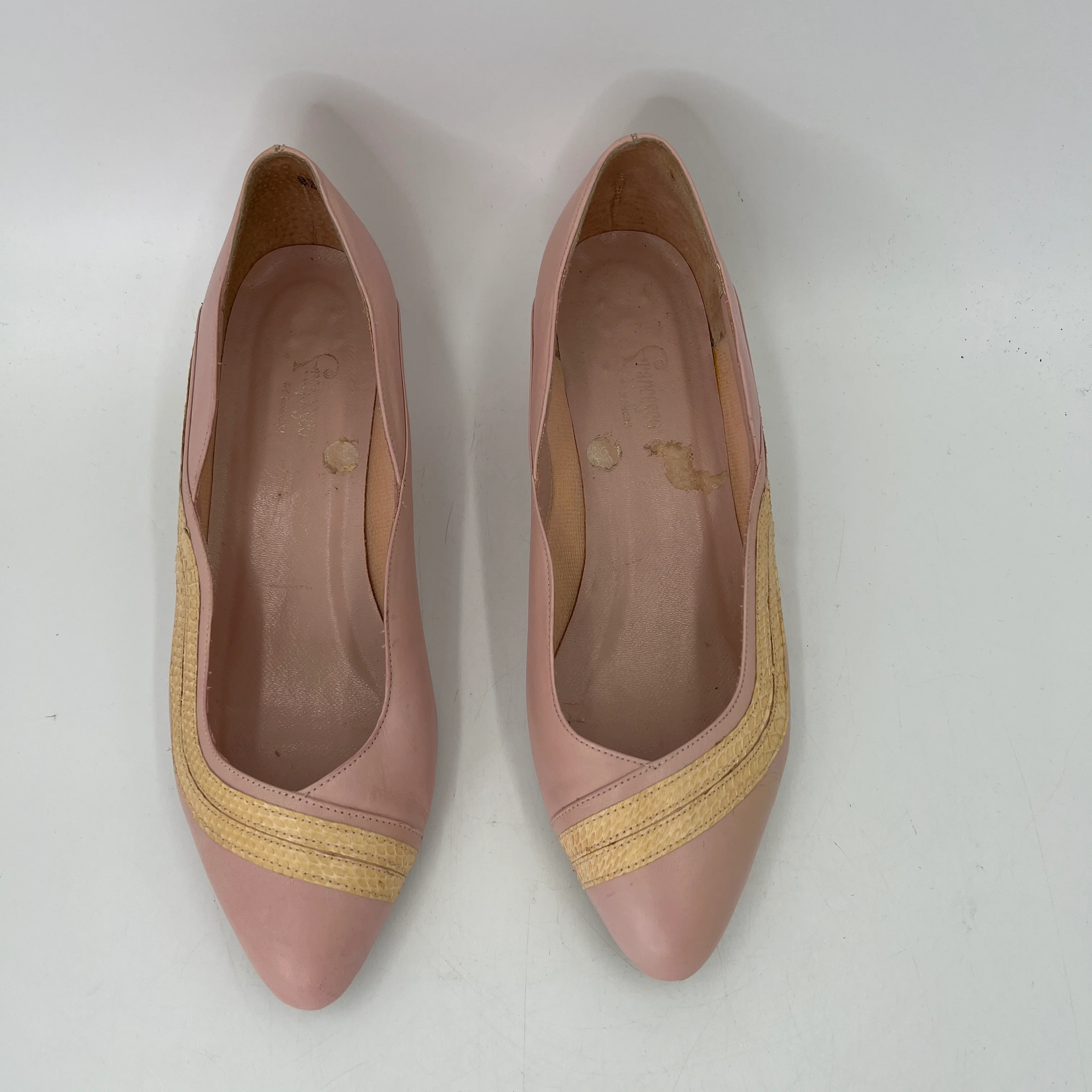 80s Pastel Kitten Heel Pumps Snake Skim Trim Fairy Kei By Francesco - Image 3