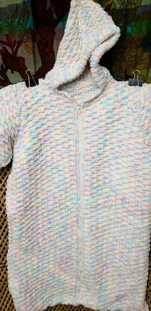 80s Pastel Knit Baby Bunting Bag with Hood 3-6 Months - Image 3