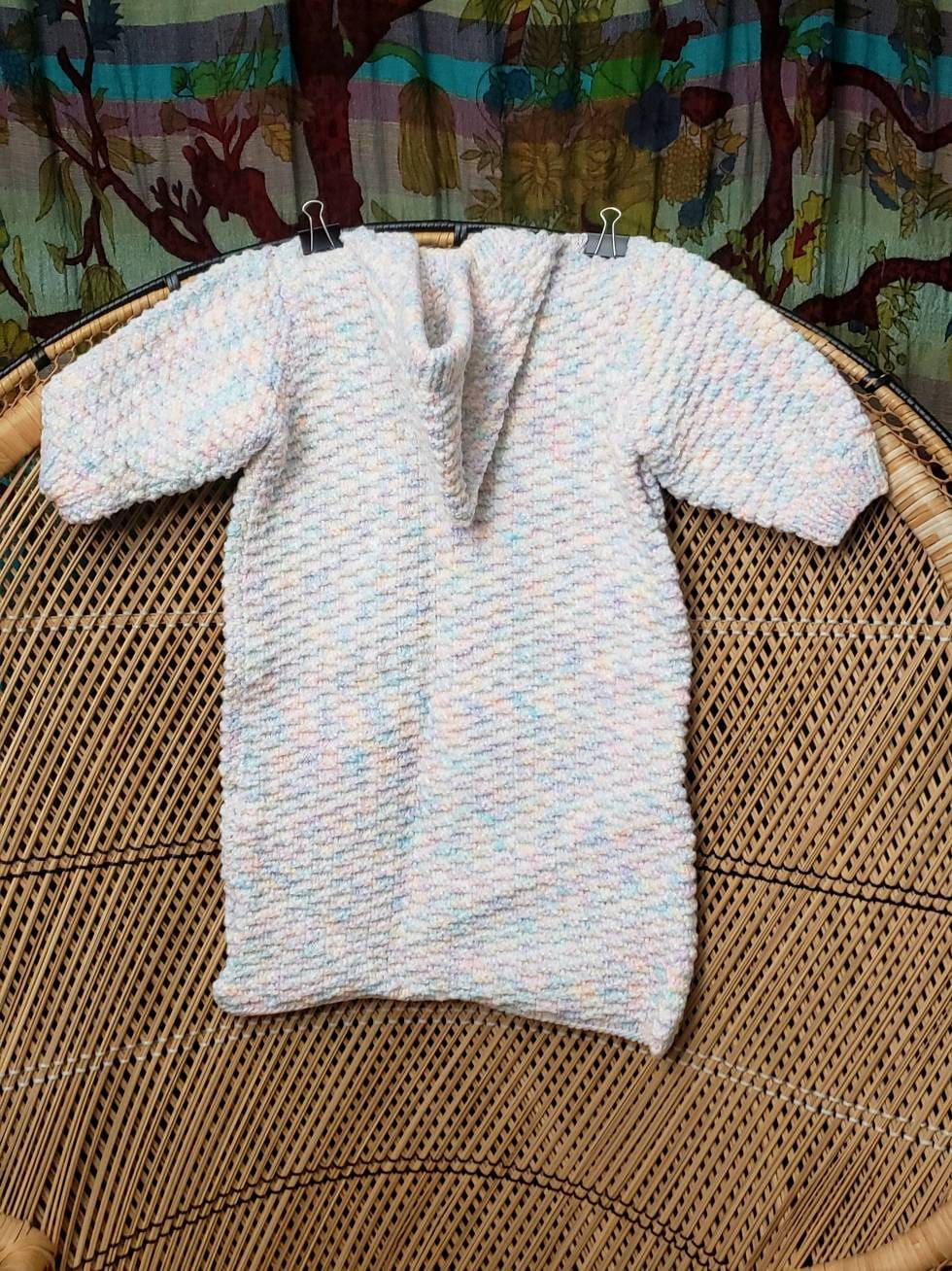 80s Pastel Knit Baby Bunting Bag with Hood 3-6 Months - Image 7