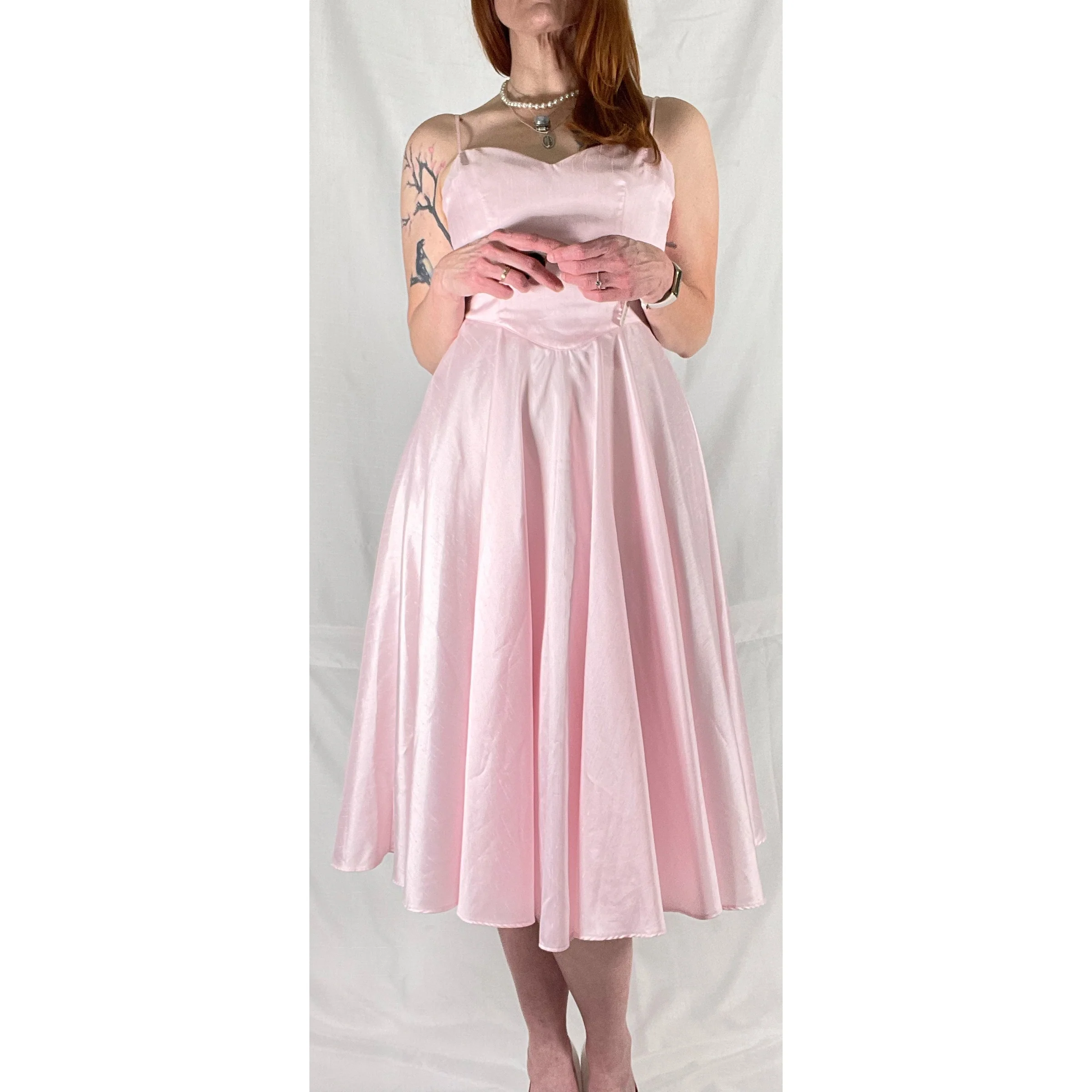 80s Pastel Pink Midi Dress - Image 4