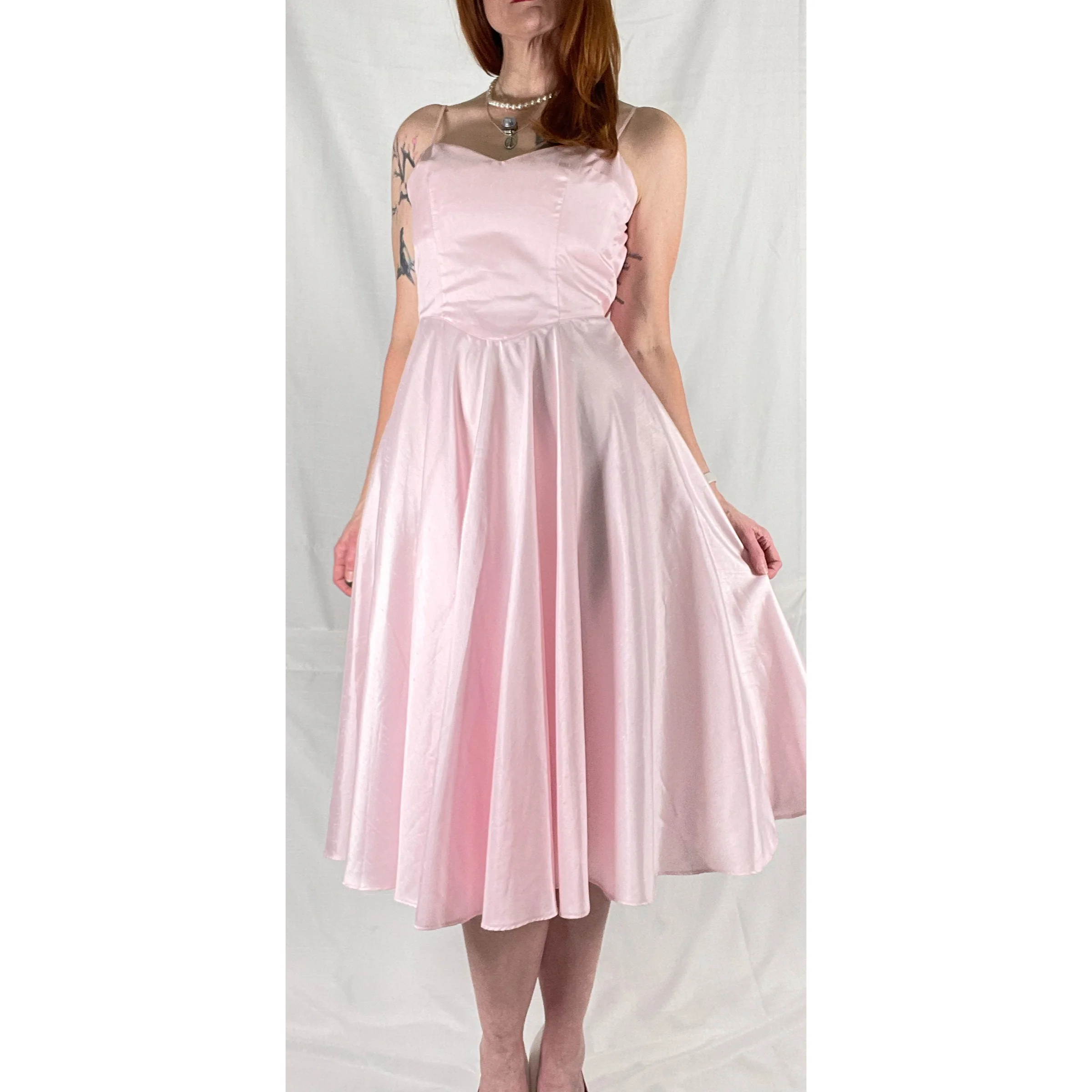 80s Pastel Pink Midi Dress - Image 5