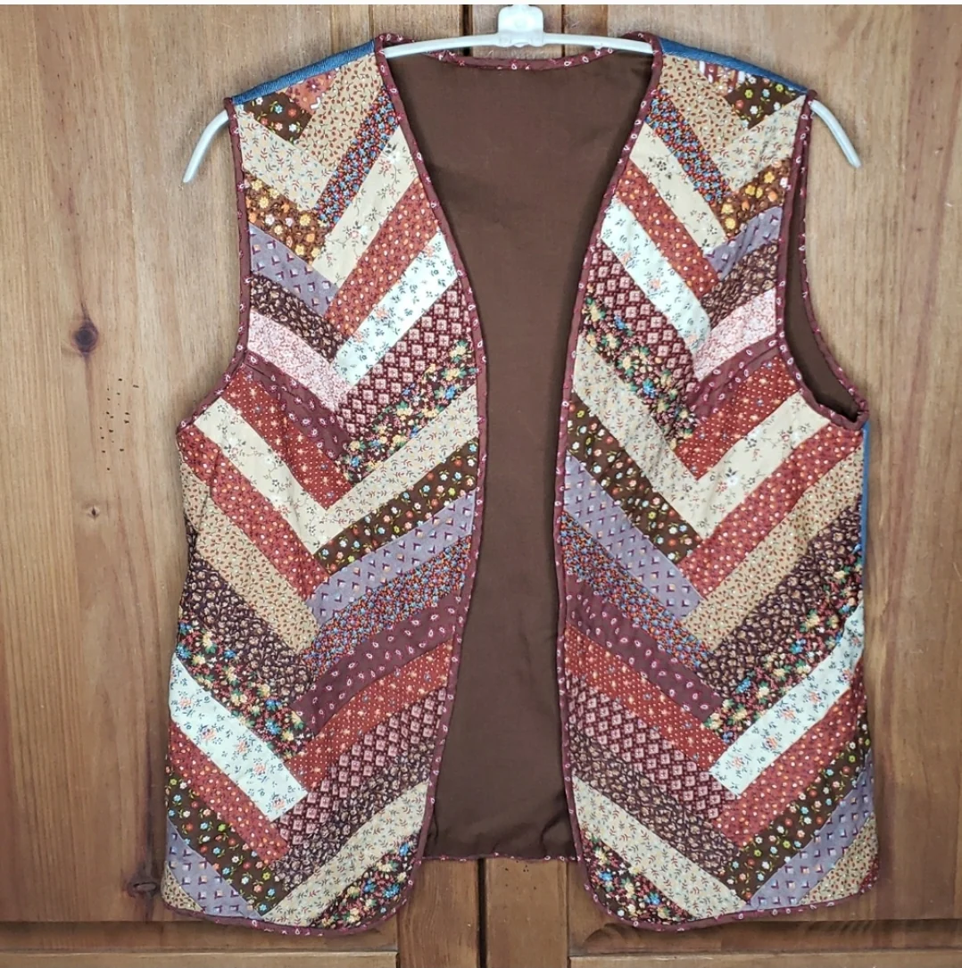 80s Patchwork Volcano Erupting Vest By Handstitched - Image 6