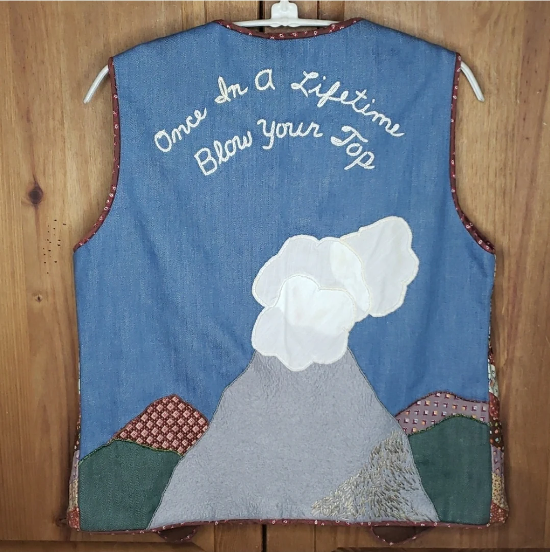 80s Patchwork Volcano Erupting Vest By Handstitched - Image 7