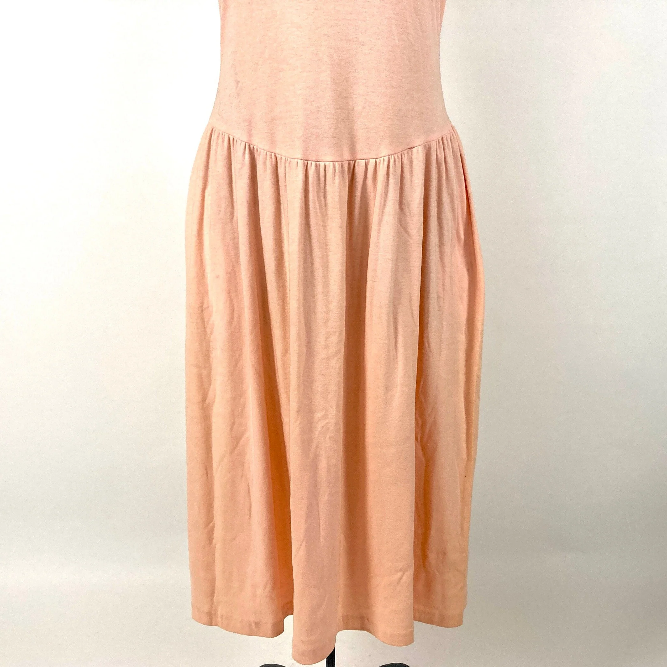 80s Peach Cutout Cage Dress Cotton Pink Midi Dress Minimalist Party Sleeveless Bow Vintage Sundress Sun Dress by Champagne West - Image 5
