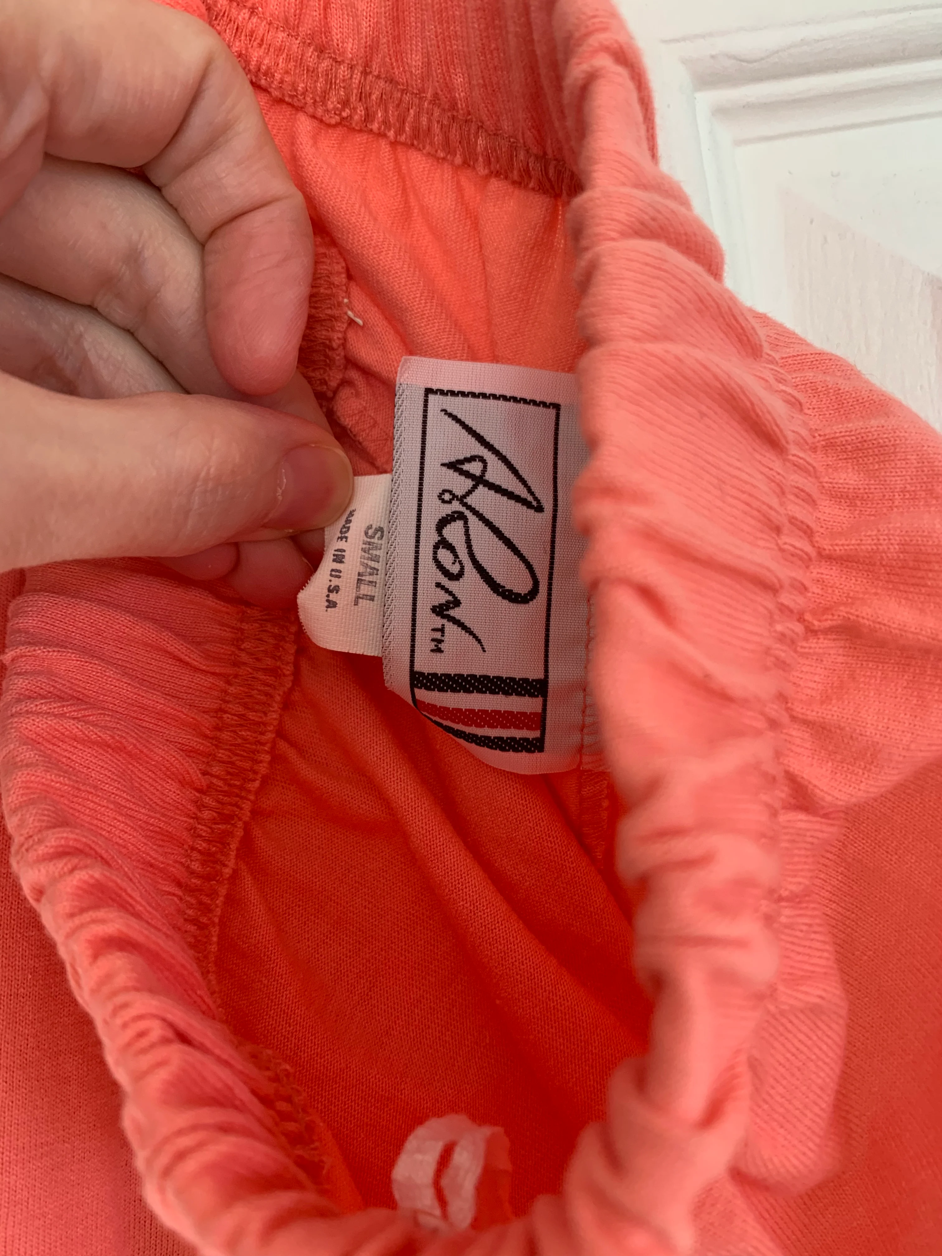 80s Peachy Orange Casual Pants S Elastic Waist By A Ron - Image 3