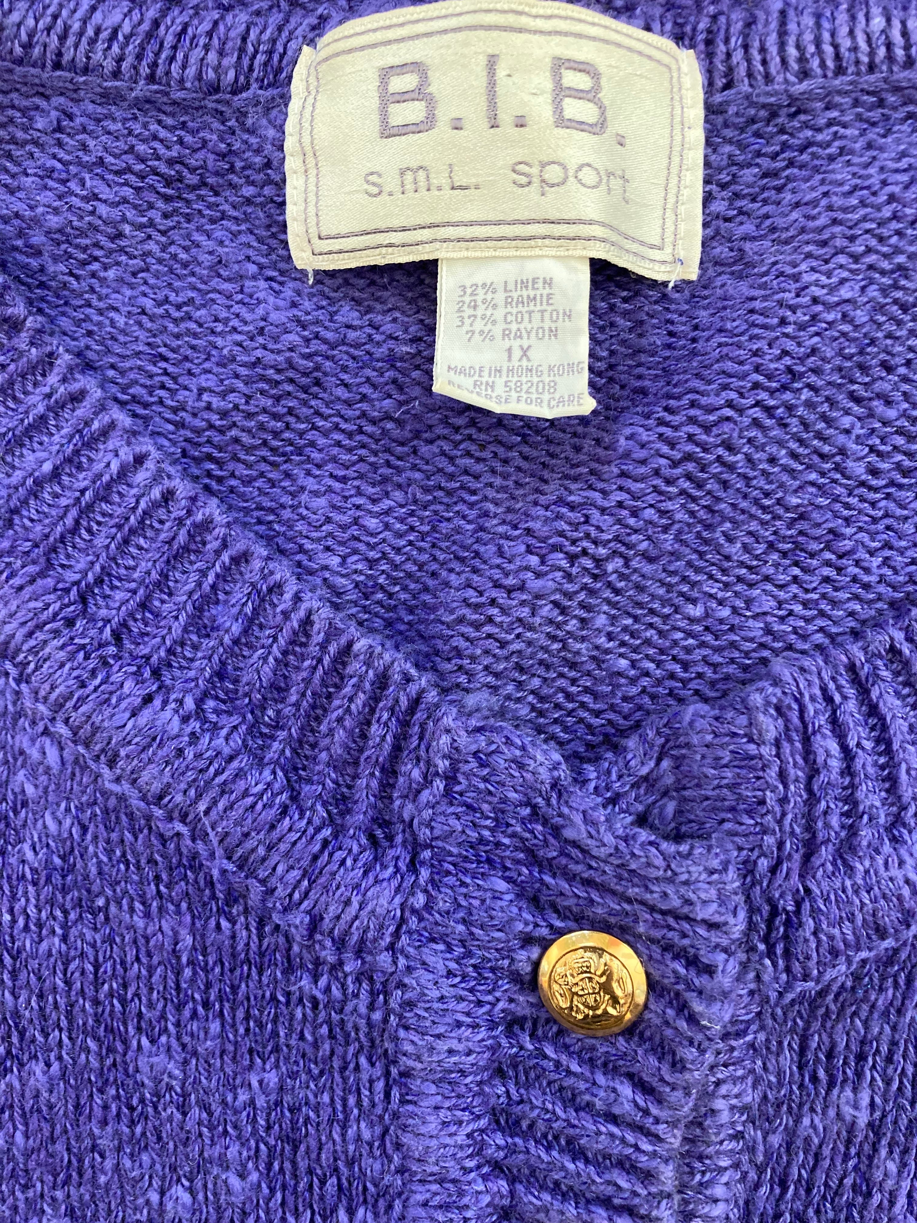 80s Periwinkle Blue Casual Sweater by BIB SML Sport - Image 4