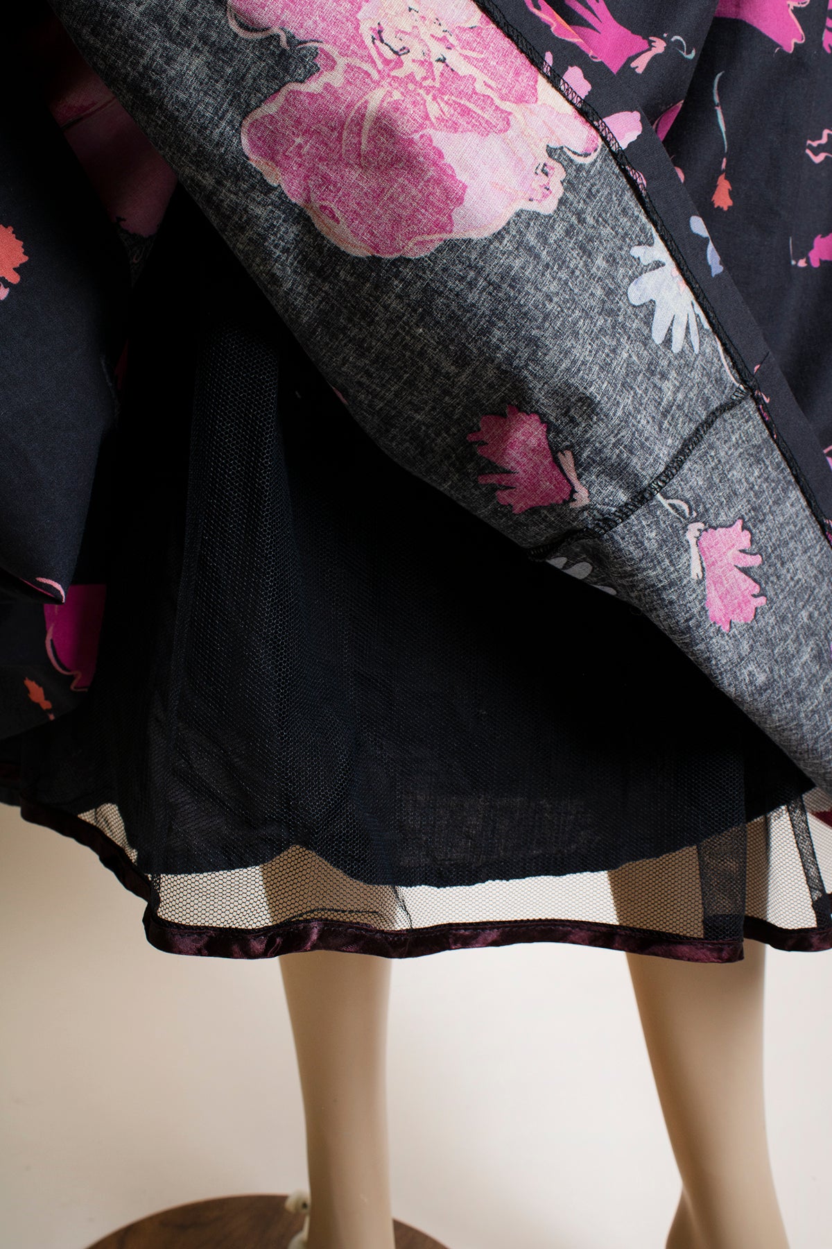 80s Pink Black Floral Print Cotton Day Dress 50s Style By Laura Ashley - Image 7