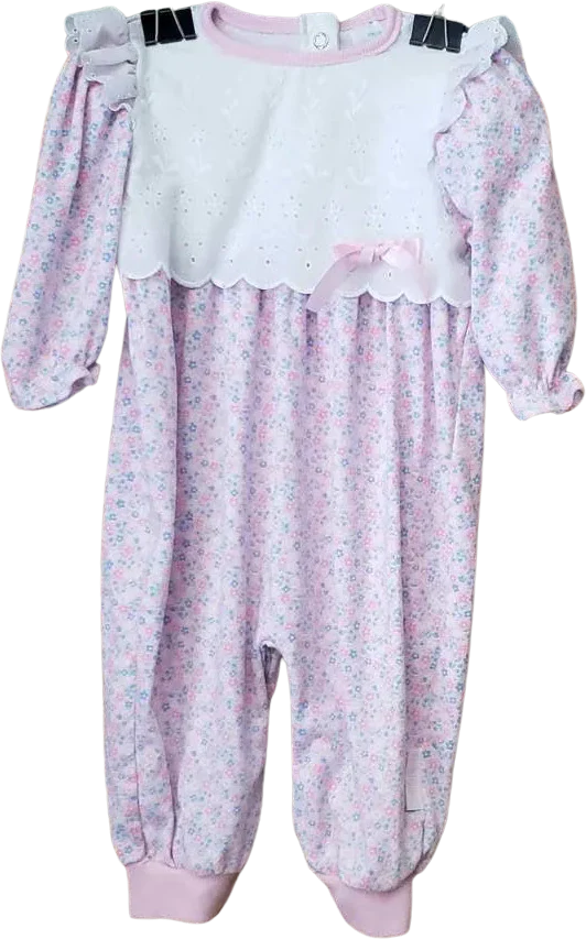 80s Pink Bodysuit Vintage Jumpsuit Baby Valentine's Day Outfit 12 Months by Healthtex