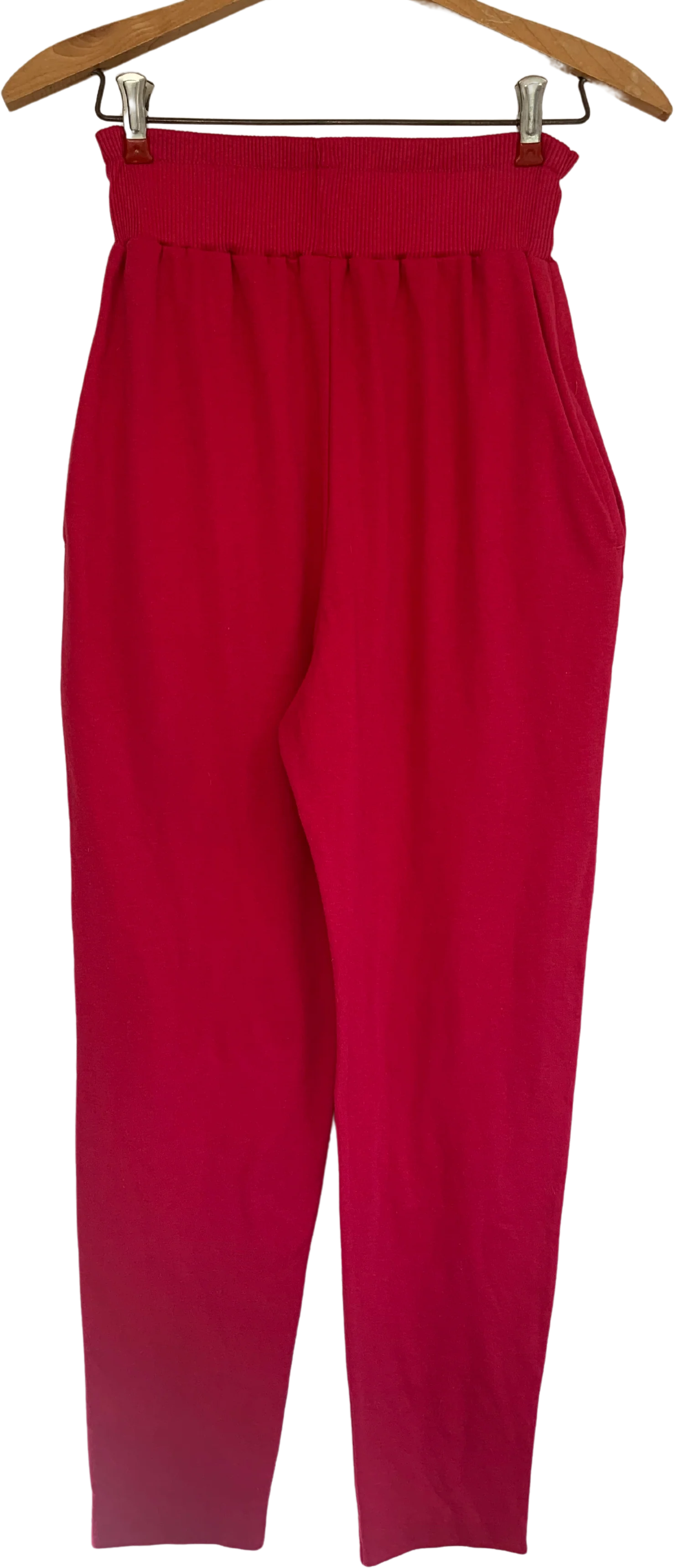 80s Pink Casual Pants Elastic Waist Pockets By City Square
