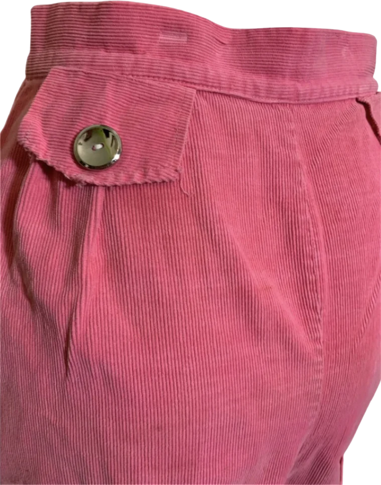 80s Pink Corduroy High Waist Cuffed Shorts - Image 2