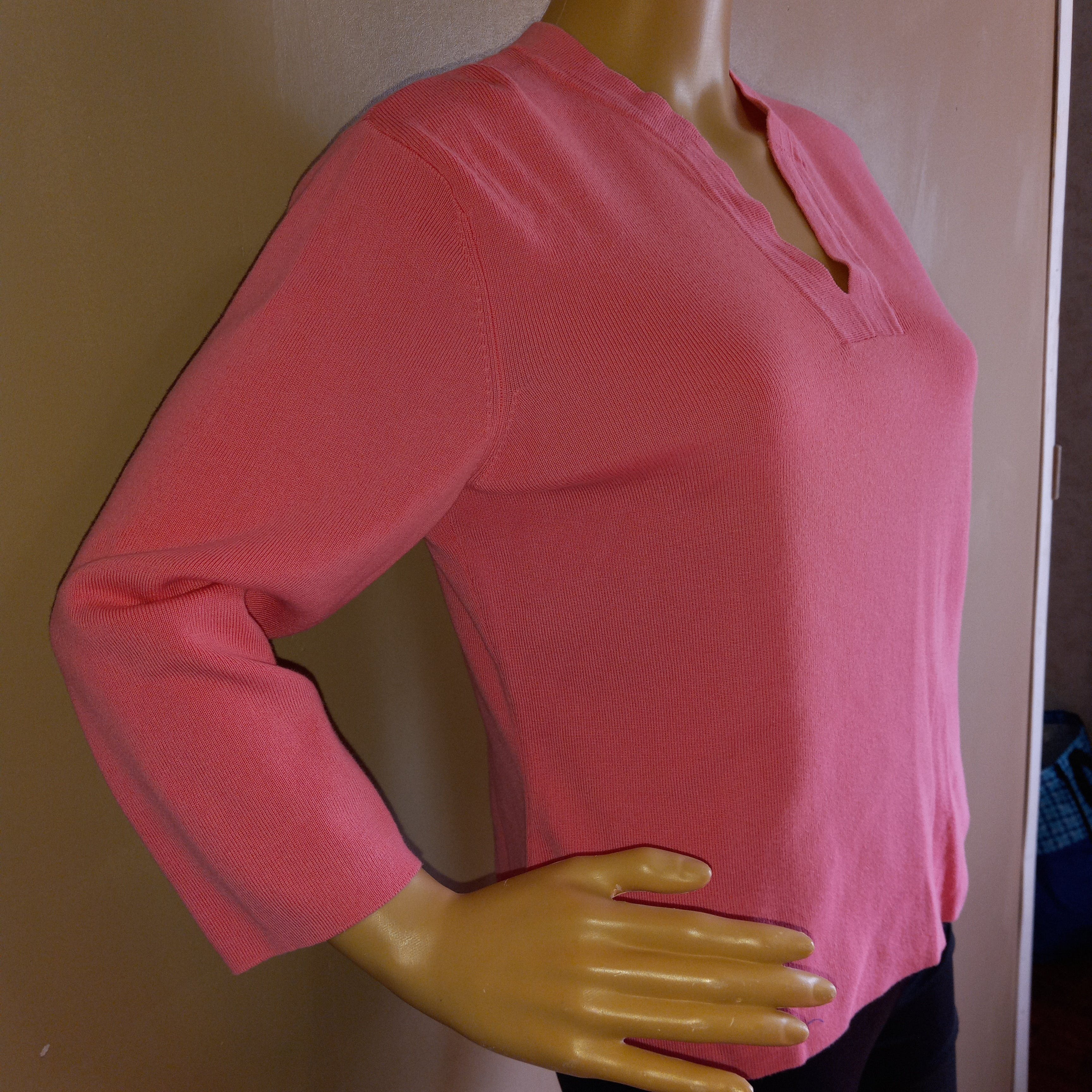 80"s Pink Cotton Nylon V-Neck Sweater by Talbot's - Image 5