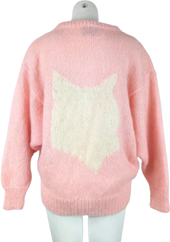 80s Pink Doleman Sleeve Mohair Cat Face Sweater By Selina Knitwear - Image 2