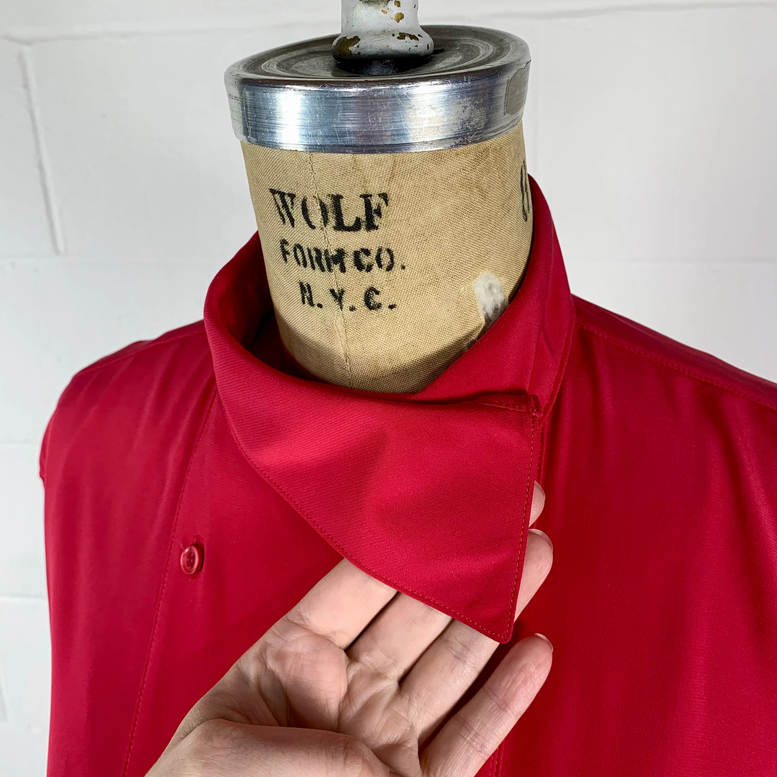 80s Pink Double Breasted Single Point Collar Blouse By Macy's Clubhouse - Image 5