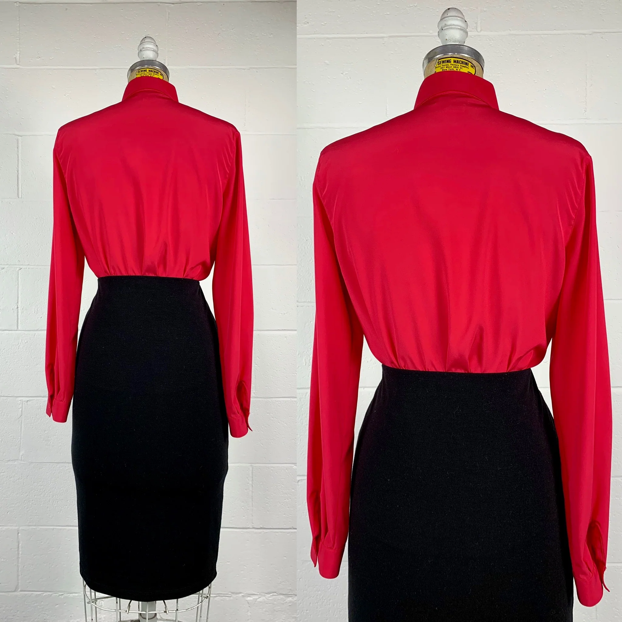 80s Pink Double Breasted Single Point Collar Blouse By Macy's Clubhouse - Image 7