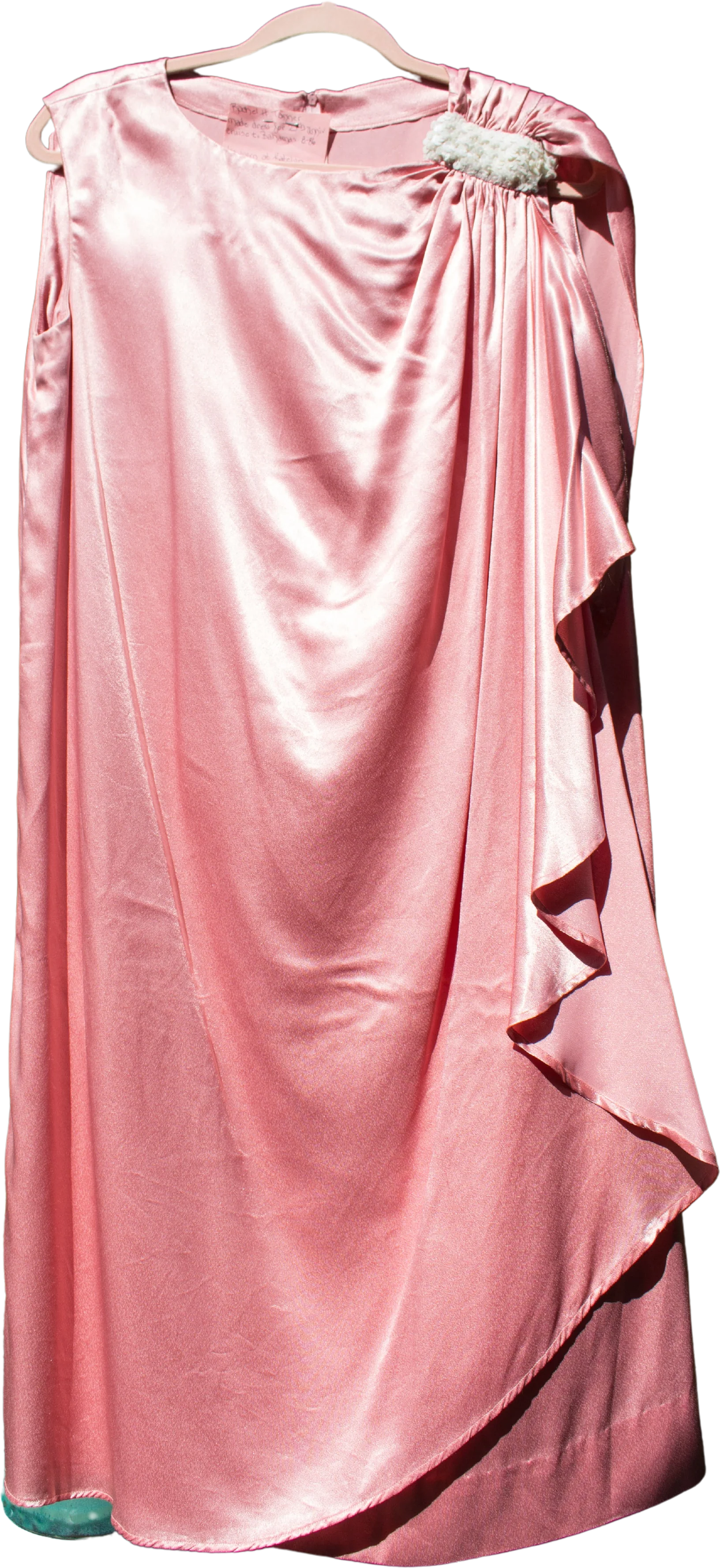 80s Pink Dress With Draping And White Sequin Detail