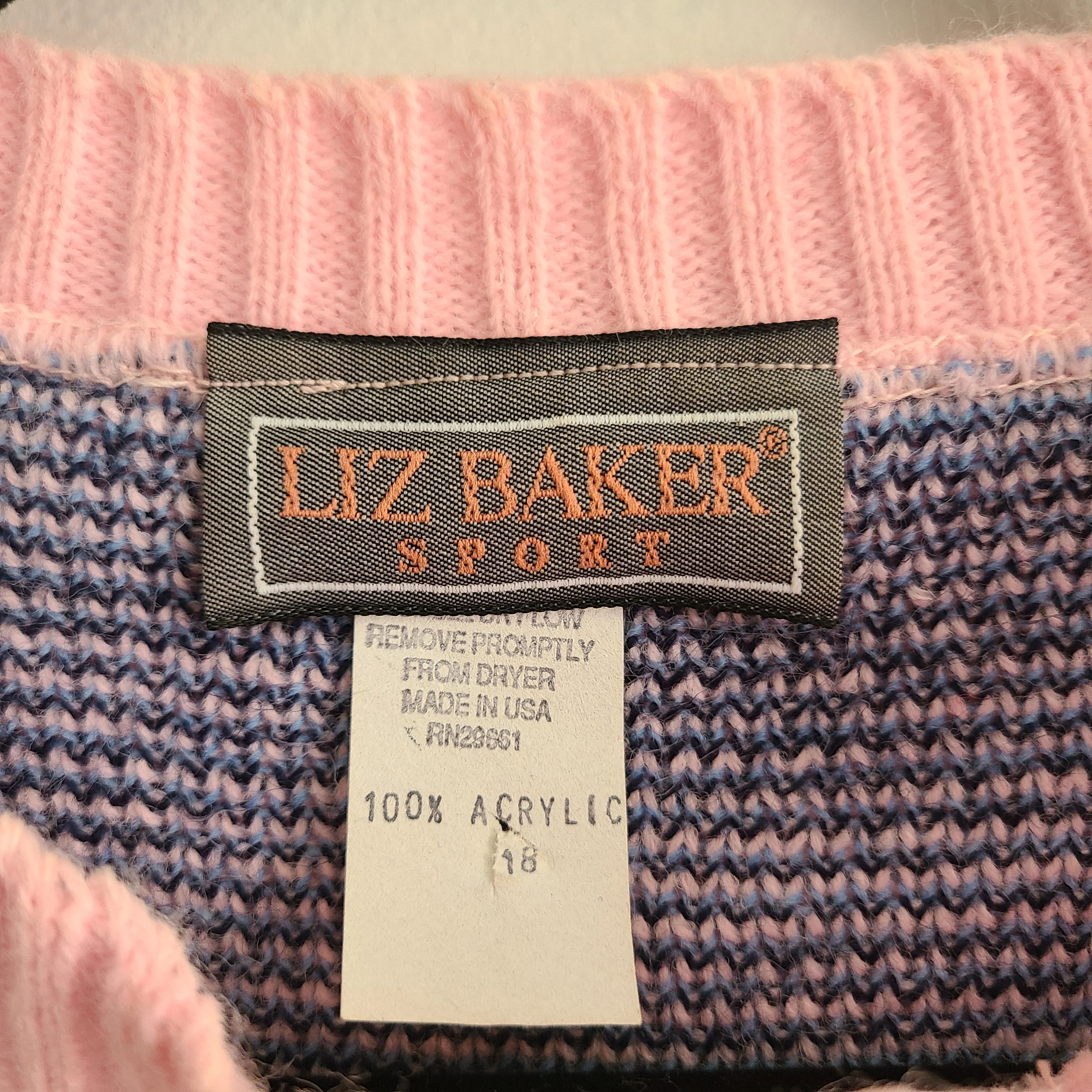 80s Pink Kinit Pullover Crewneck Sweater By Liz Baker Sport - Image 4