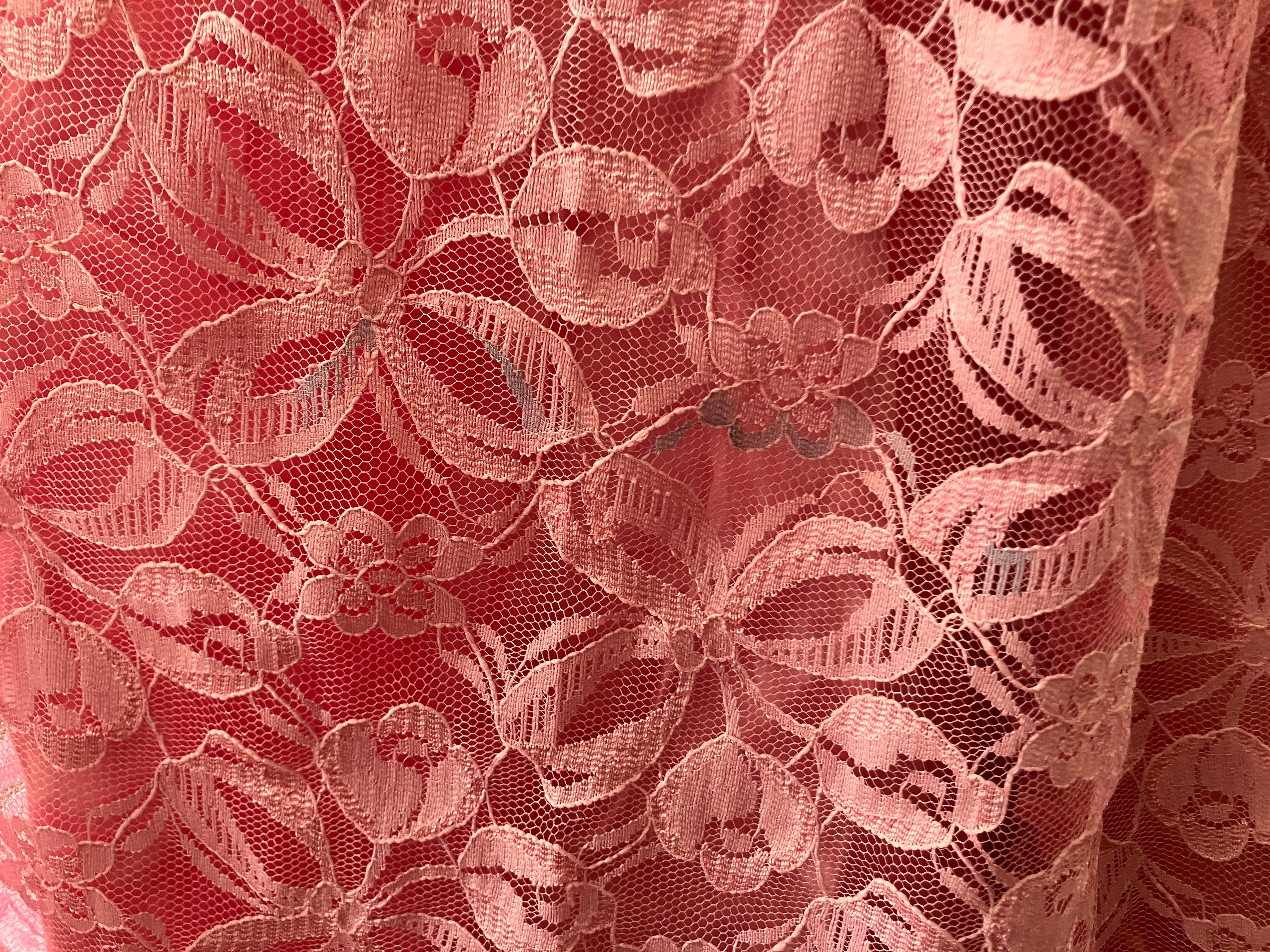80s Pink Lace And Satin Prom Party Dress Ball Gown by Bill Levkoff - Image 10