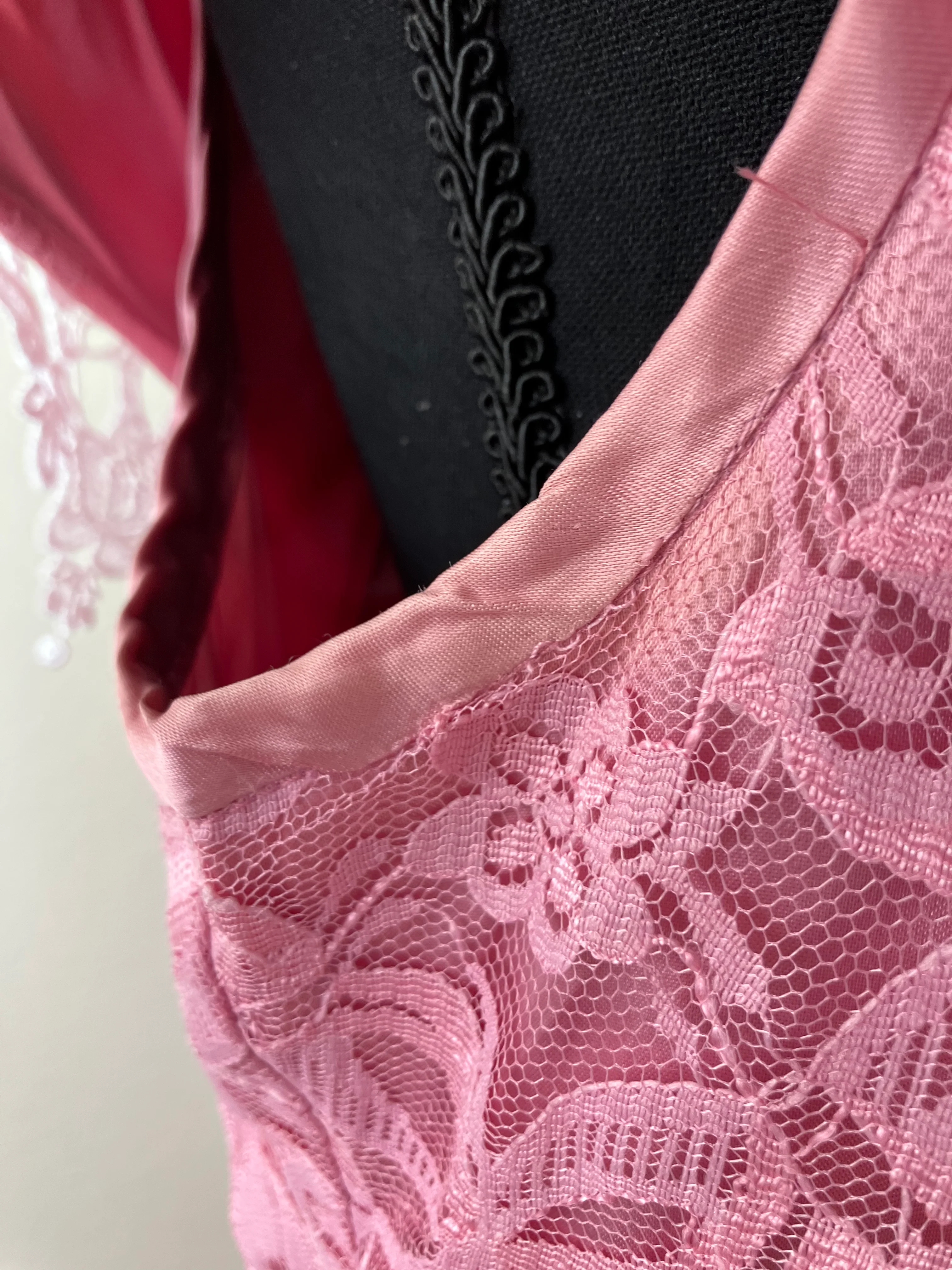 80s Pink Lace And Satin Prom Party Dress Ball Gown by Bill Levkoff - Image 13