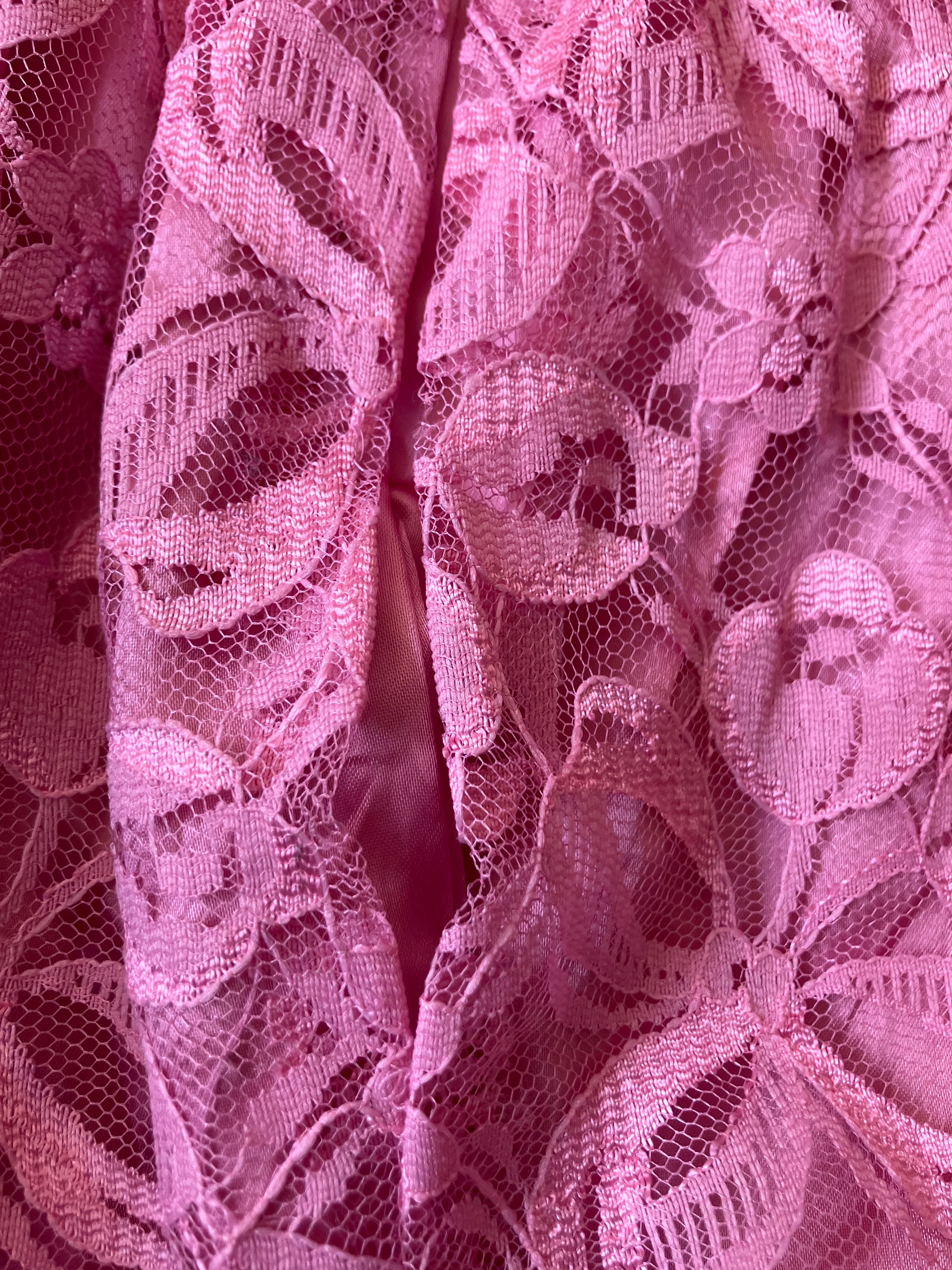 80s Pink Lace And Satin Prom Party Dress Ball Gown by Bill Levkoff - Image 15