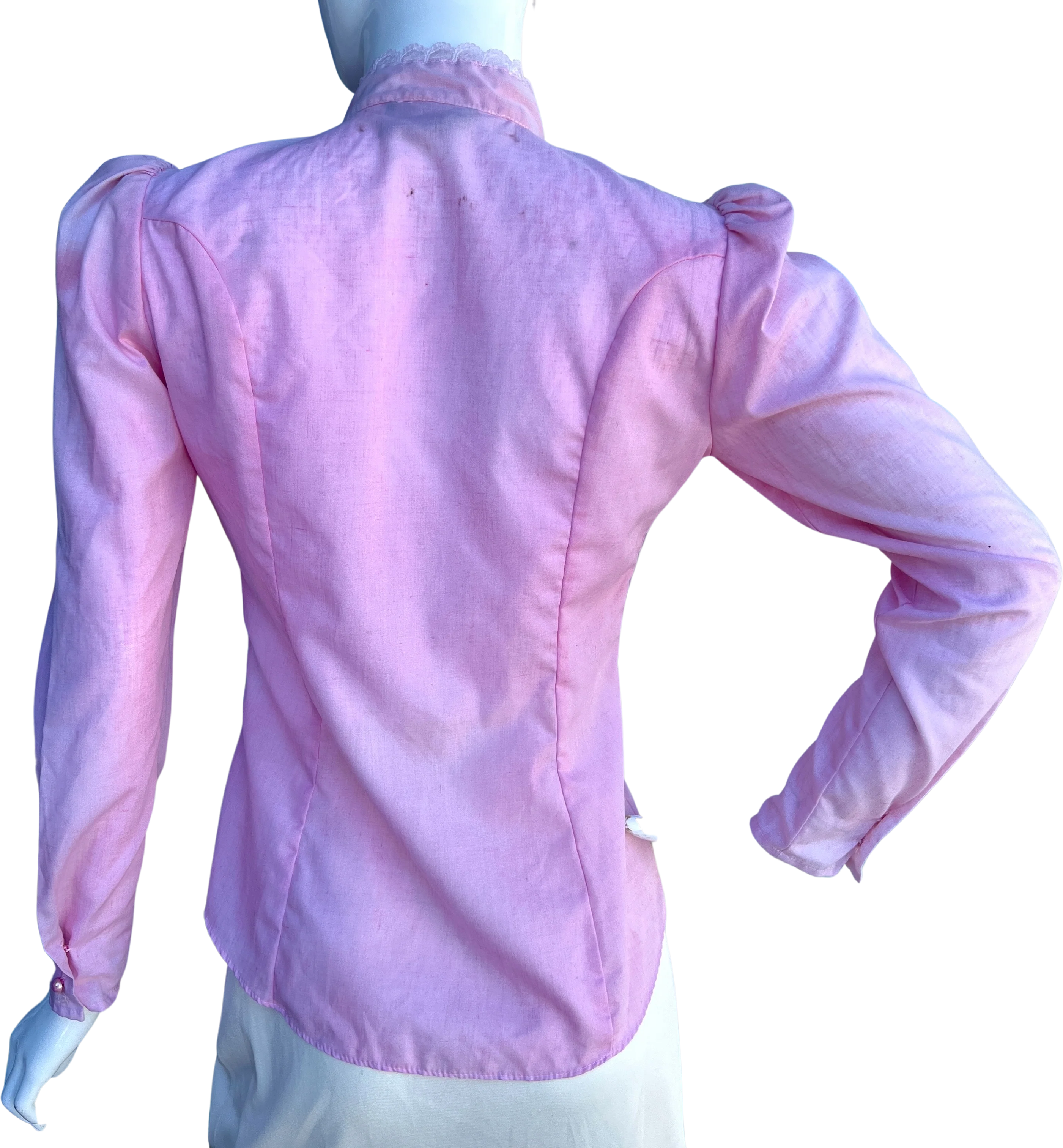 80s Pink Lace Trimmed Ruffle Button Up Shirt  by Sauci - Image 2