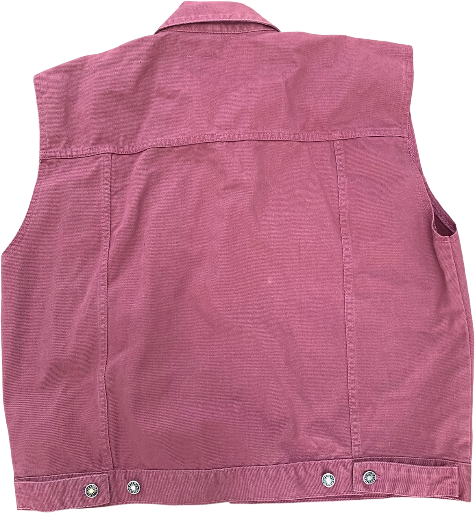 80s Pink Mauve Jean Vest Cotton Sleeveless L By Todays News - Image 2