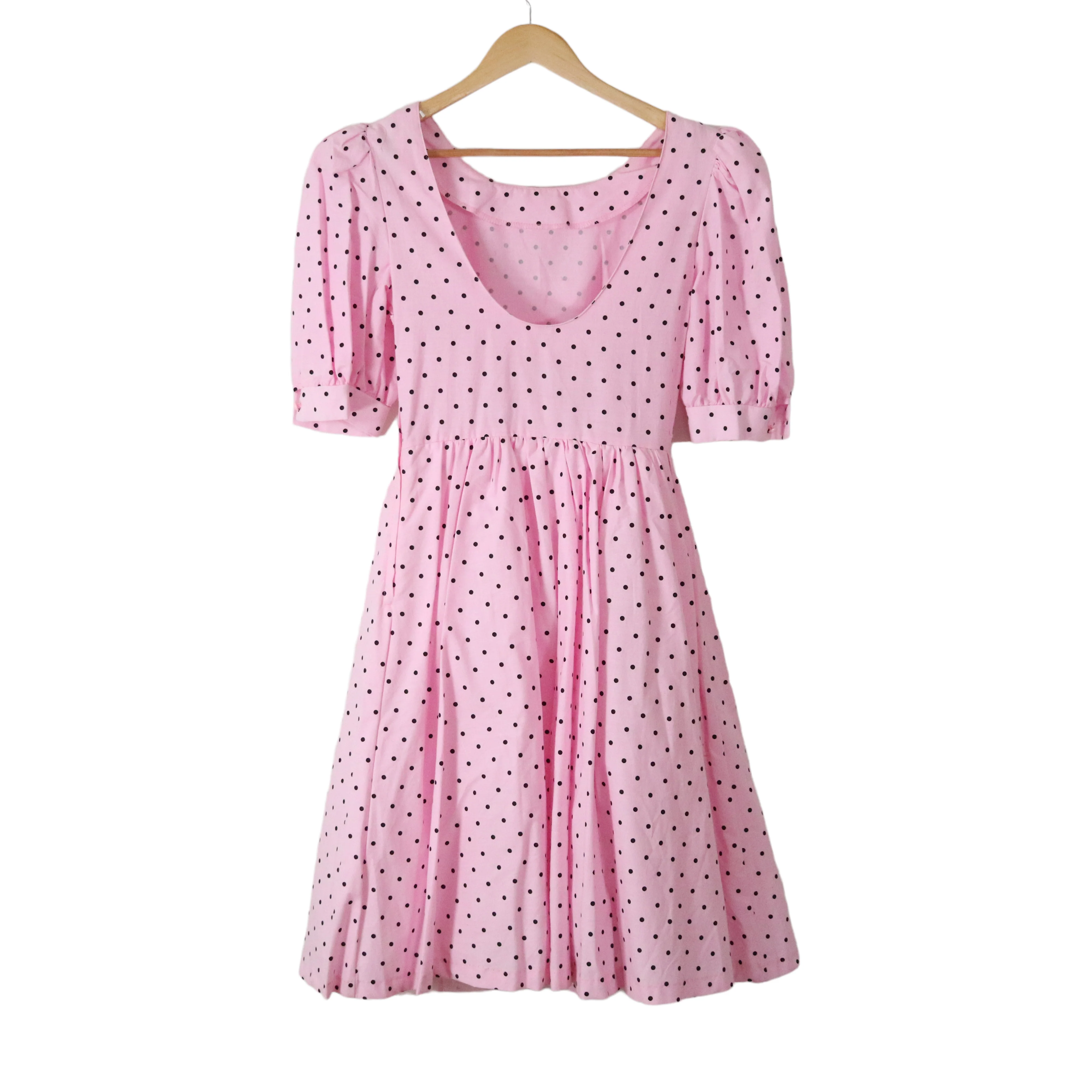 80s Pink Polka Dot Full Skirt Puff Sleeve Party Dress By Joni Blair of California - Image 8