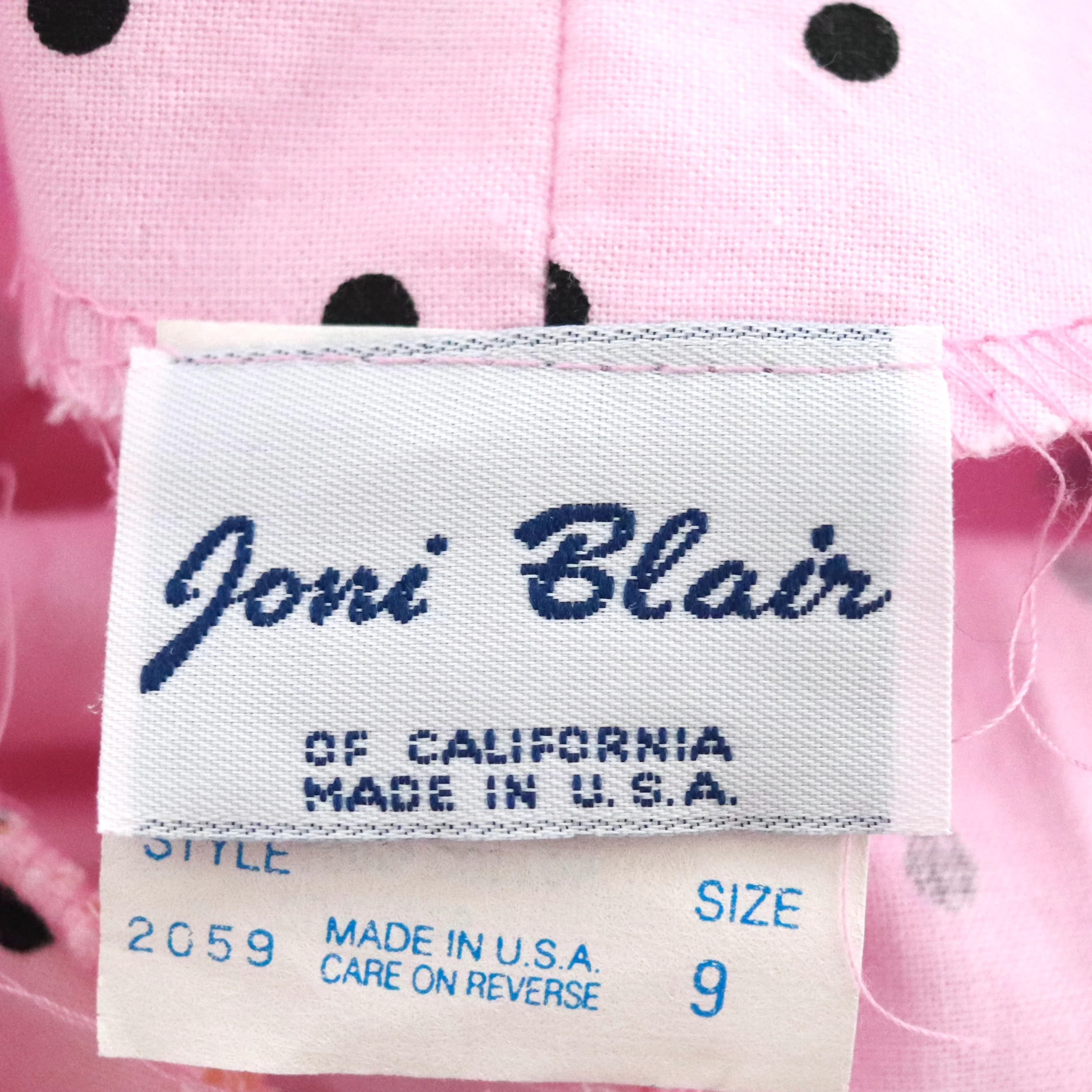 80s Pink Polka Dot Full Skirt Puff Sleeve Party Dress By Joni Blair of California - Image 9