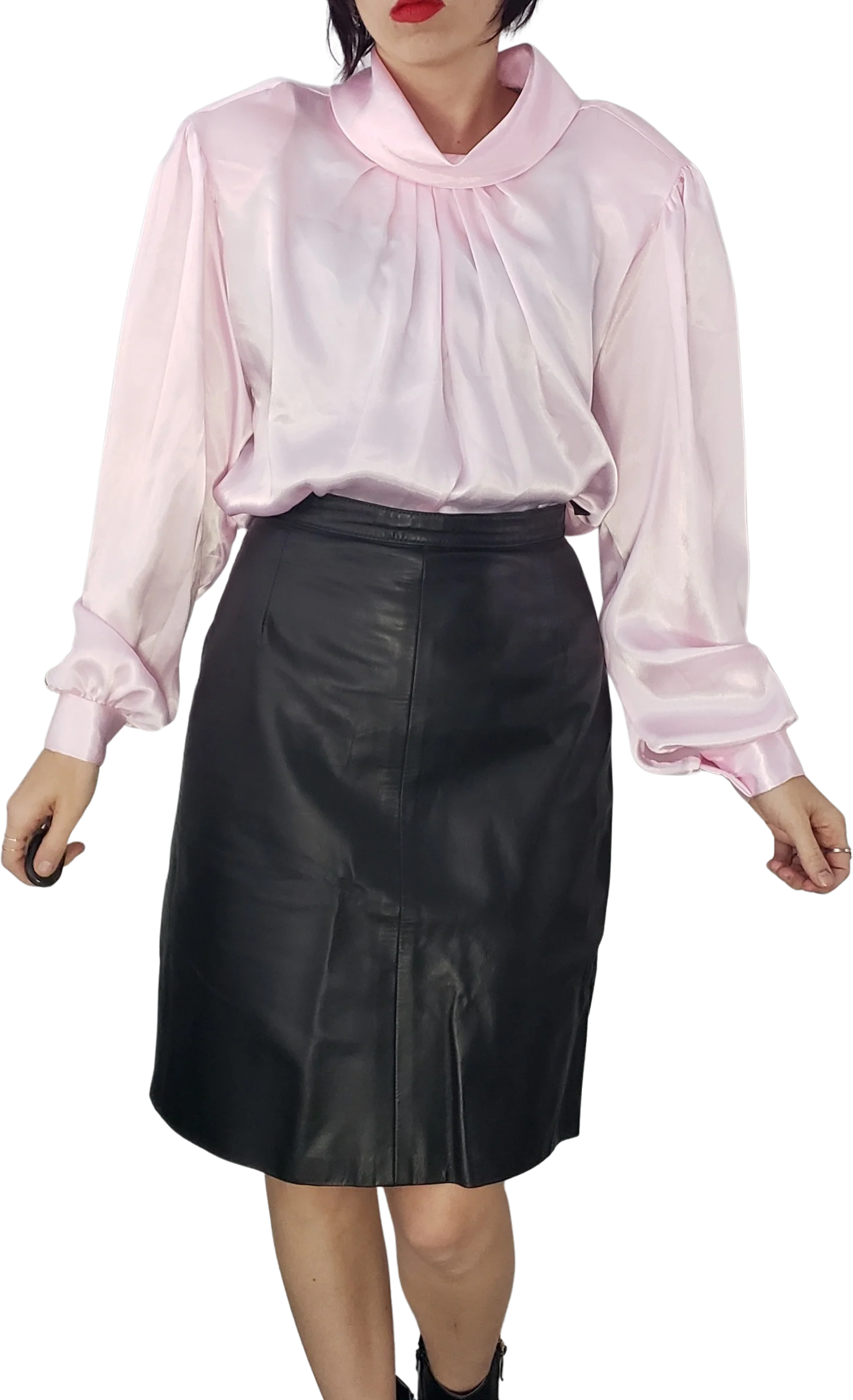 80s Pink Satin Blouse By Keri Anne