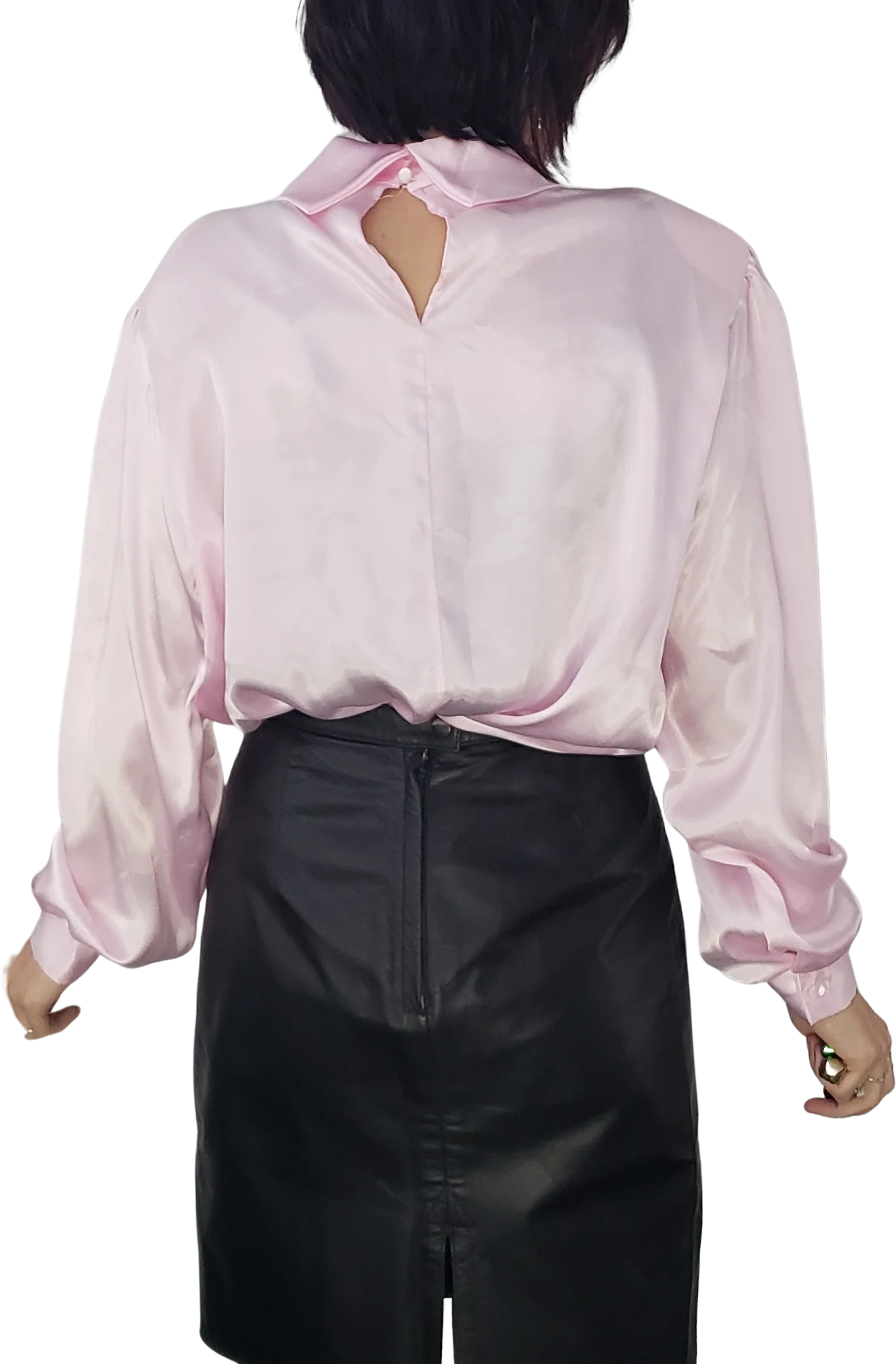80s Pink Satin Blouse By Keri Anne - Image 2