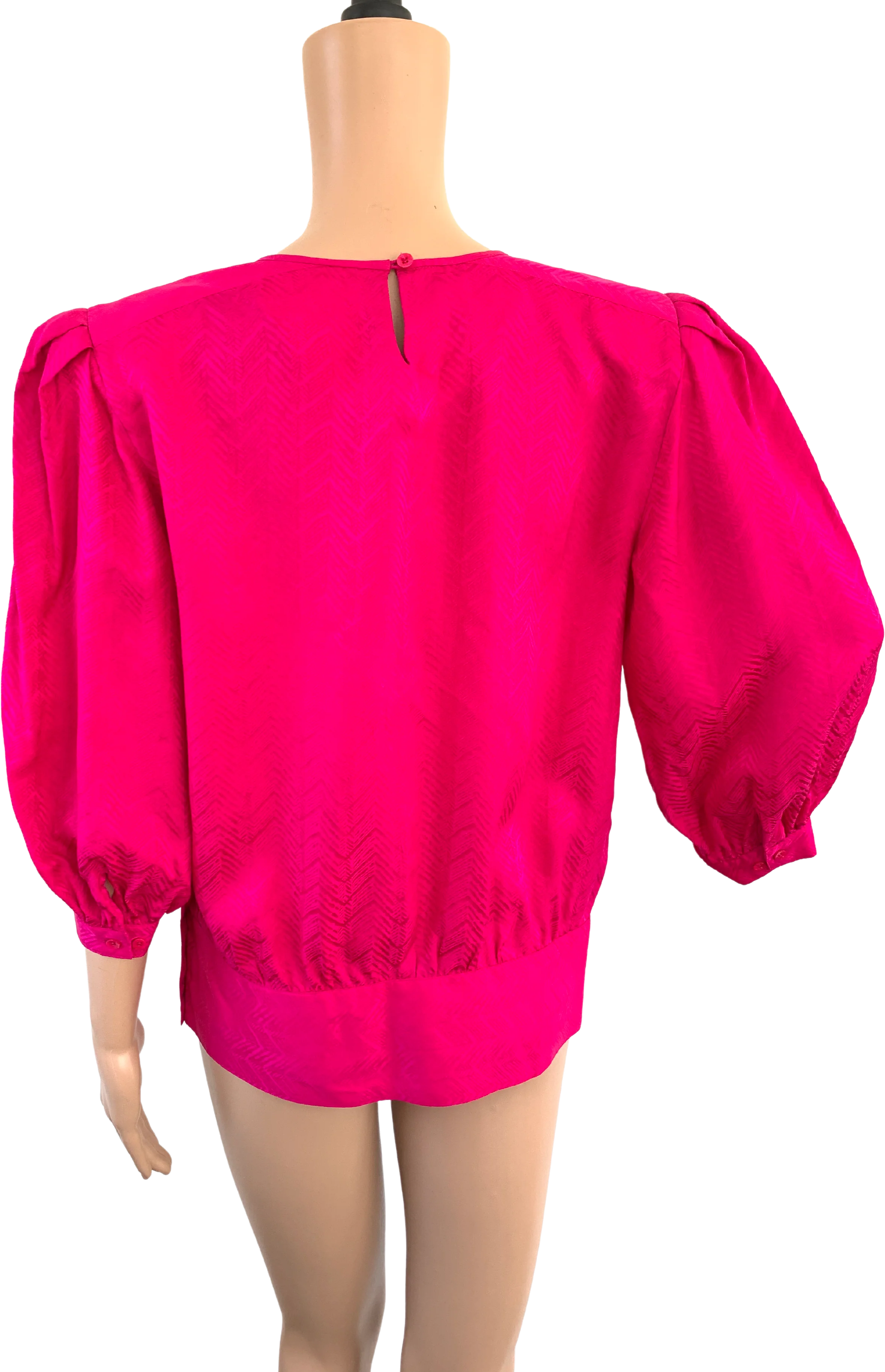 80s Pink Silk Blouse Top Boxy 6 By Argenti - Image 2