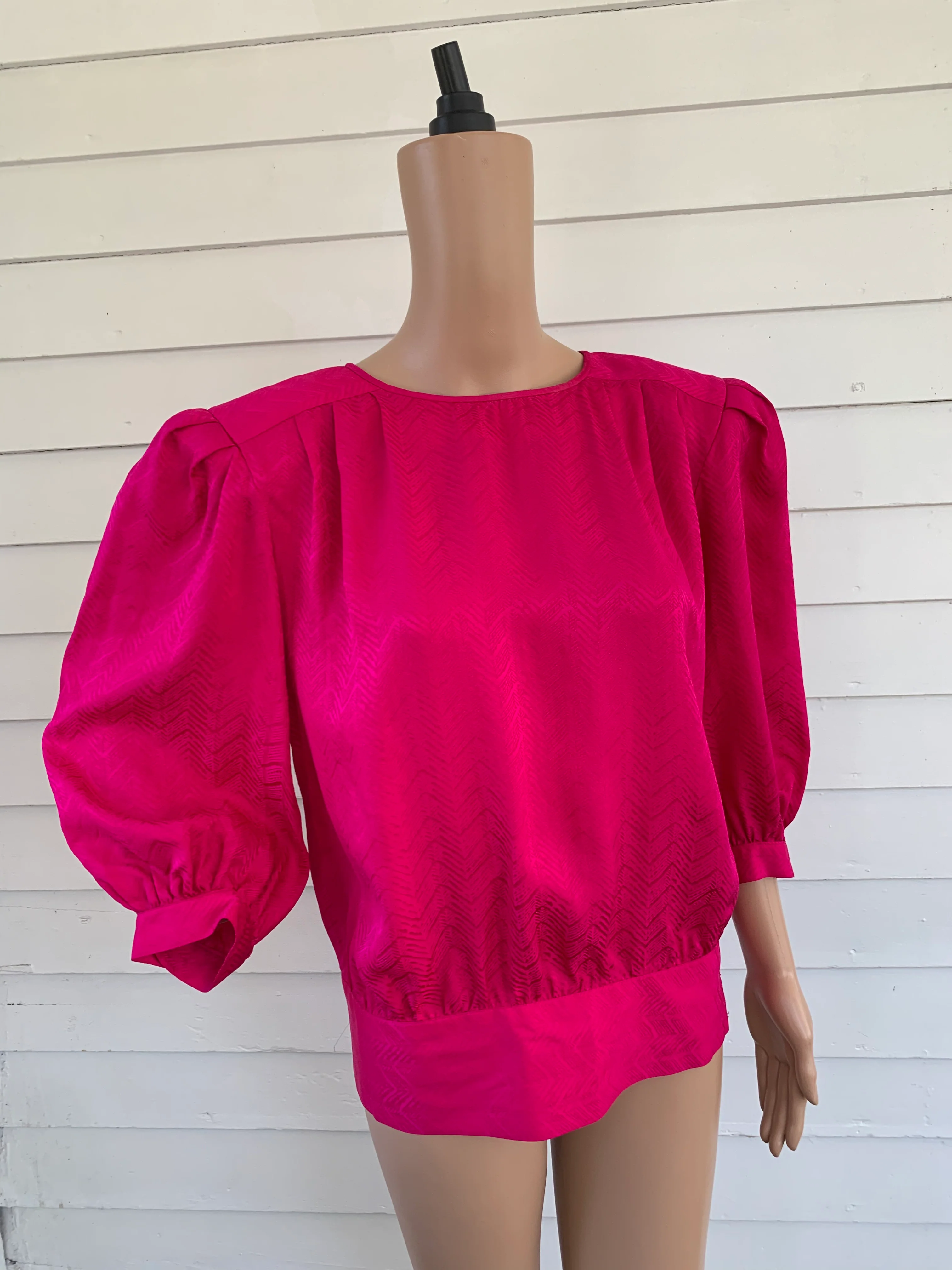 80s Pink Silk Blouse Top Boxy 6 By Argenti - Image 3