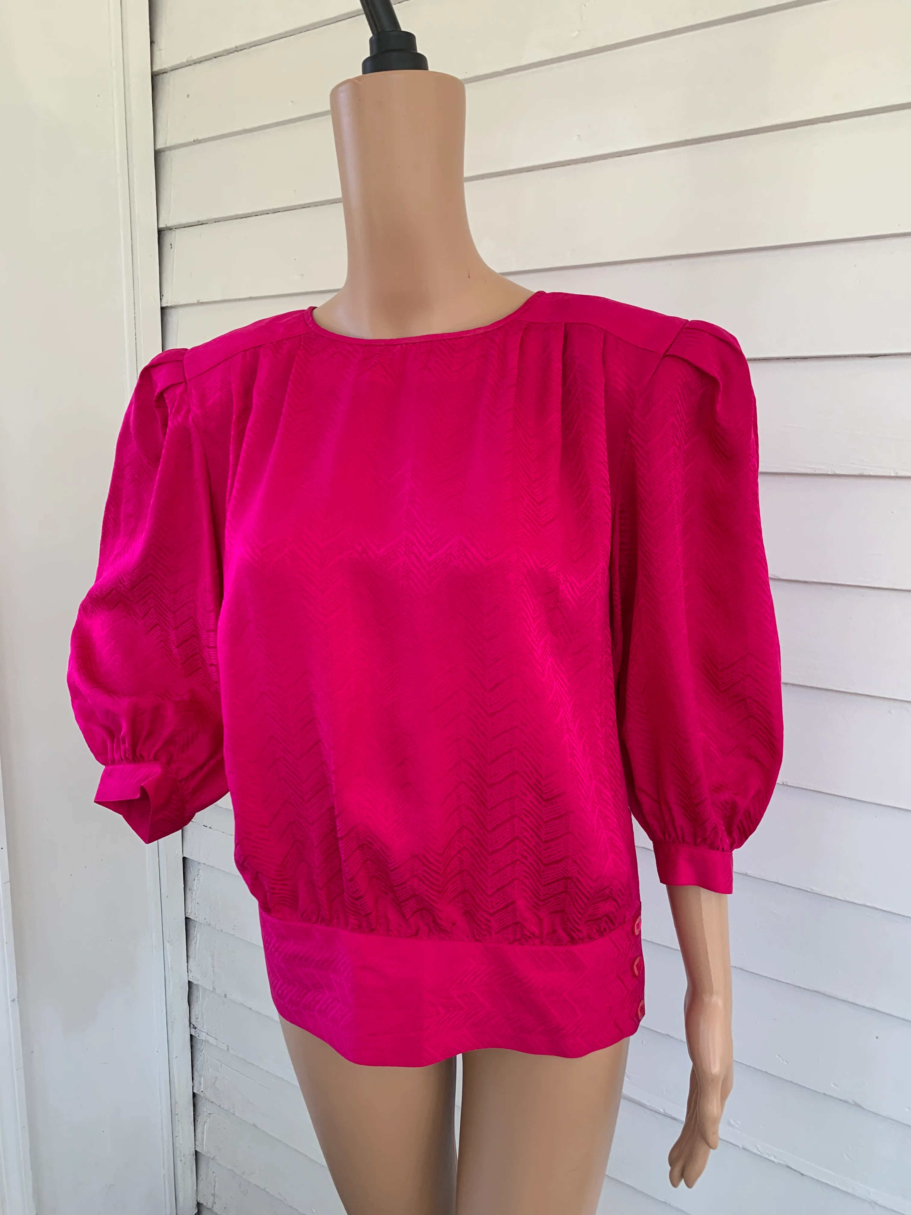 80s Pink Silk Blouse Top Boxy 6 By Argenti - Image 4