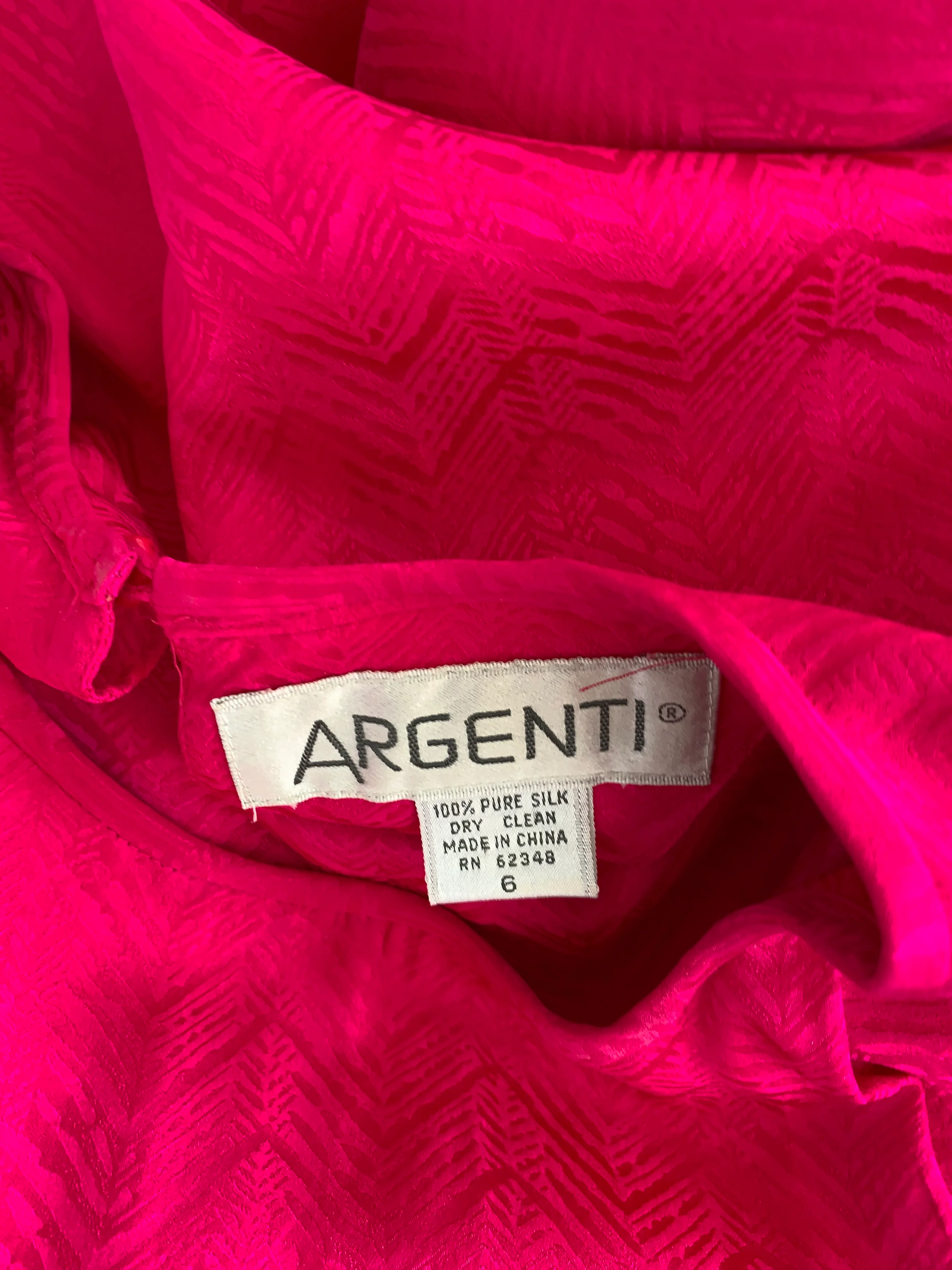 80s Pink Silk Blouse Top Boxy 6 By Argenti - Image 5