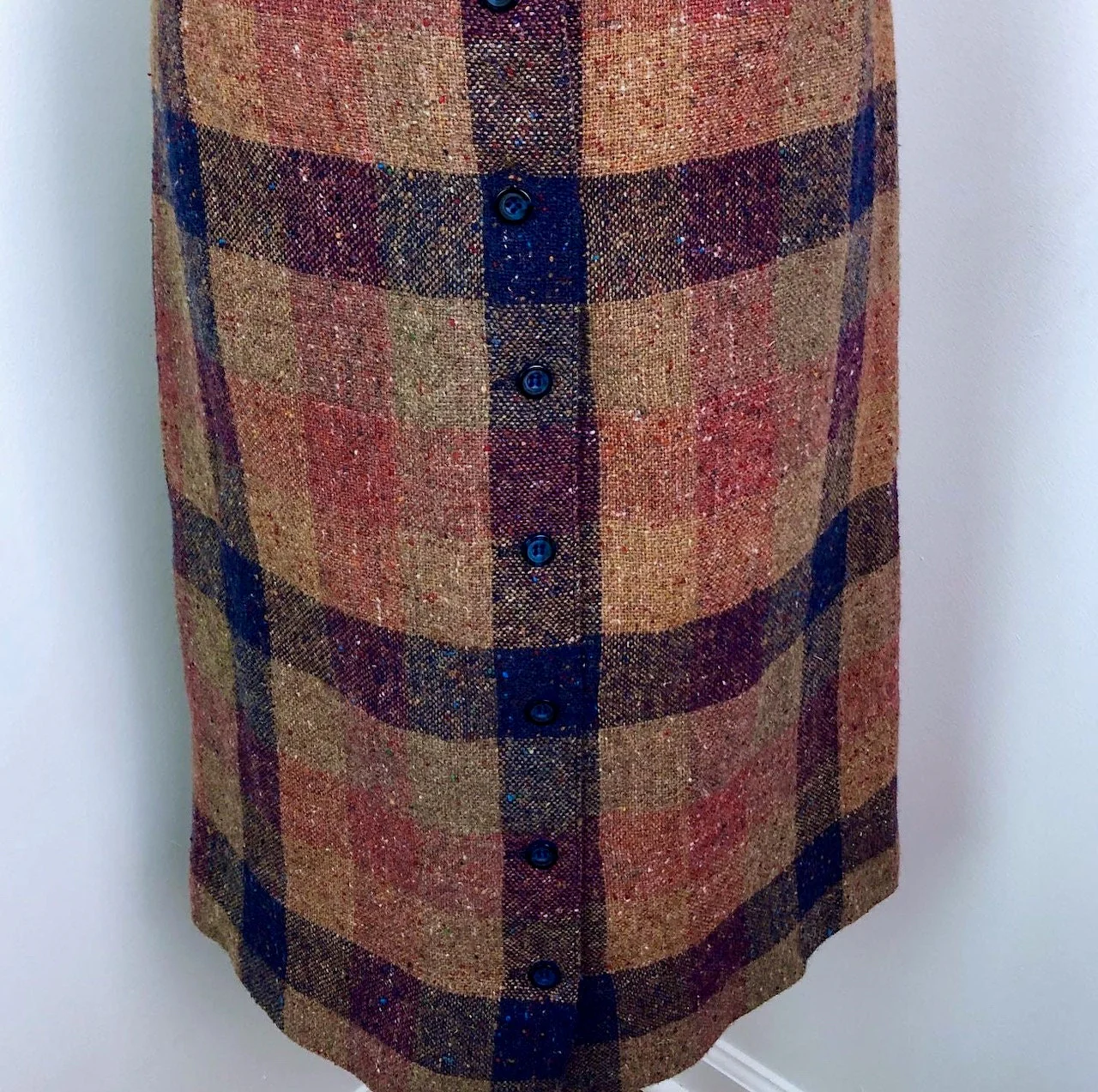 80s Plaid Boucle A-Line Skirt by John Meyer - Image 6