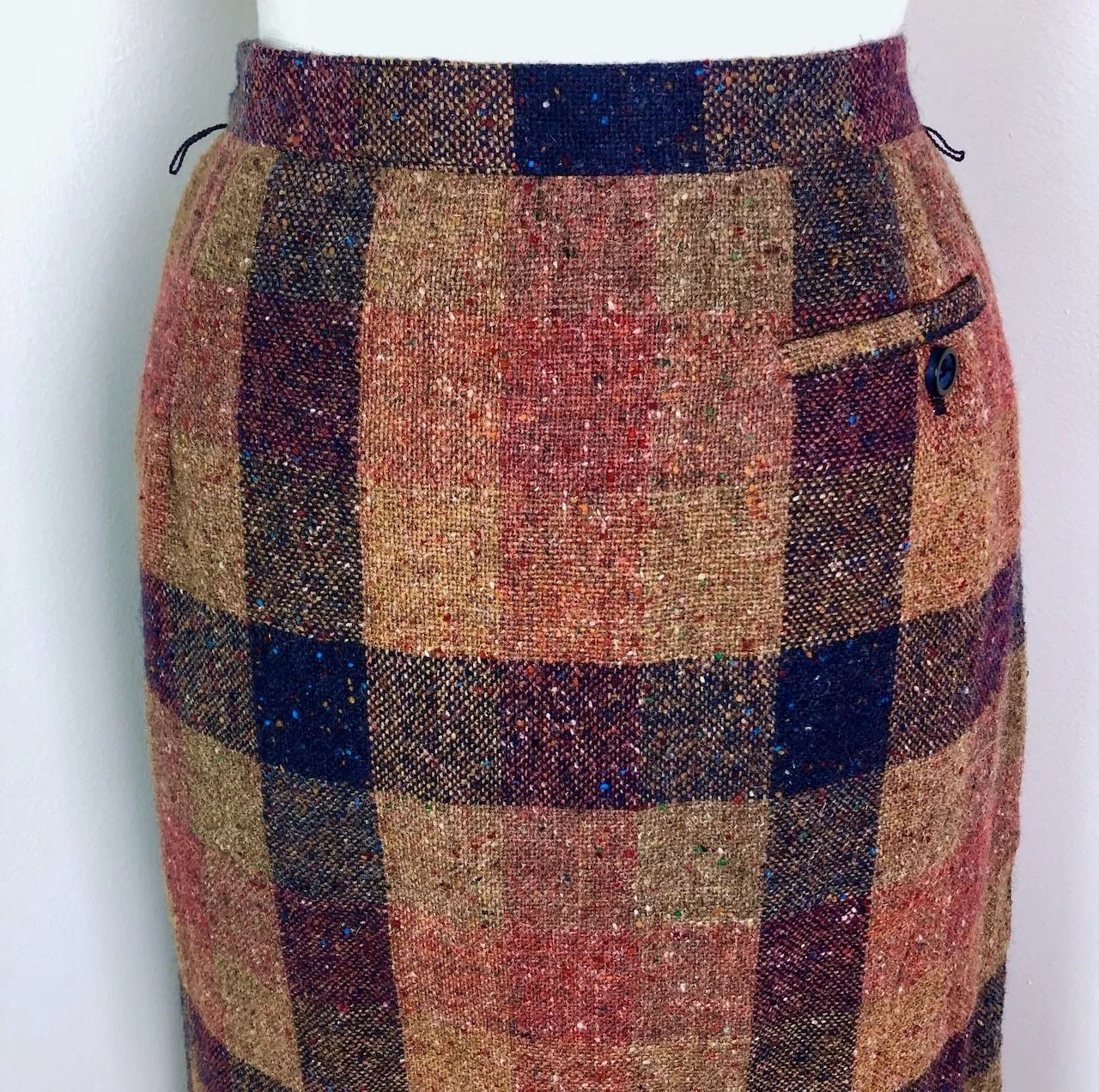 80s Plaid Boucle A-Line Skirt by John Meyer - Image 7