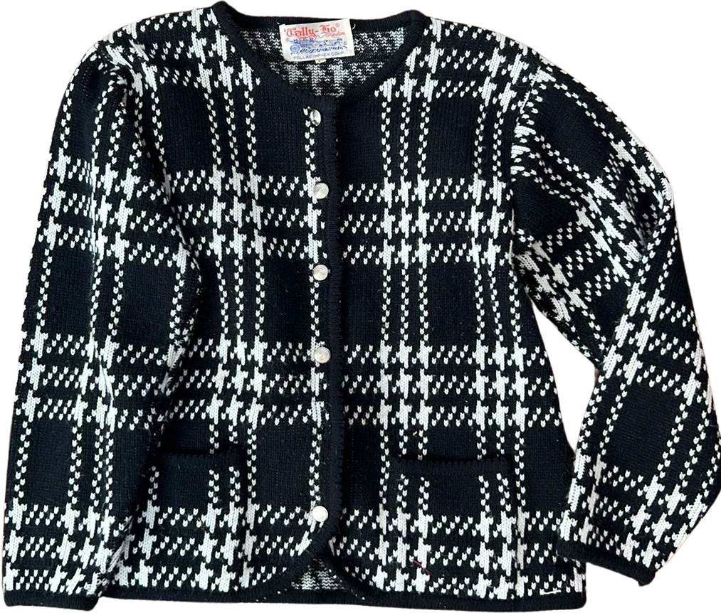80s Plaid Cardigan Sweater By Tally Ho