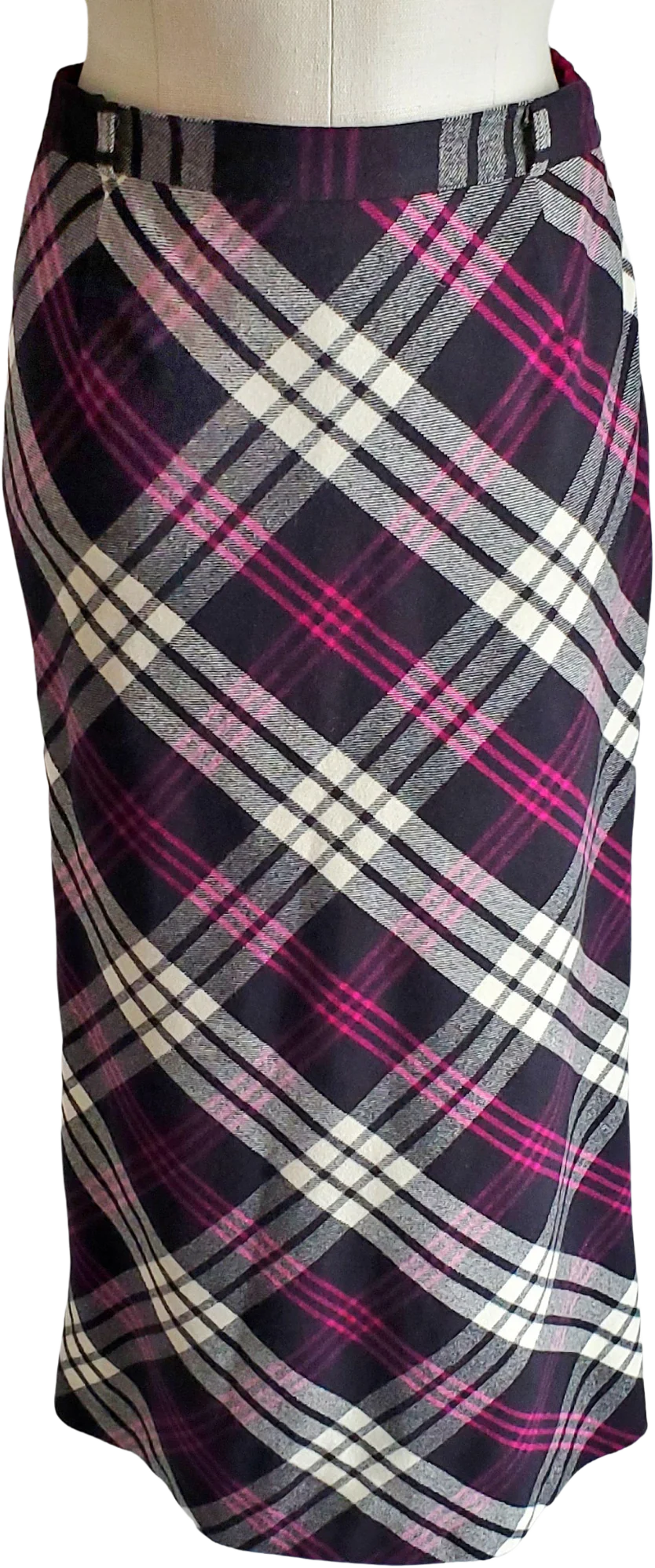 80s Plaid Midi Skirt High Waisted Wool Angora Lined By Horst Basler