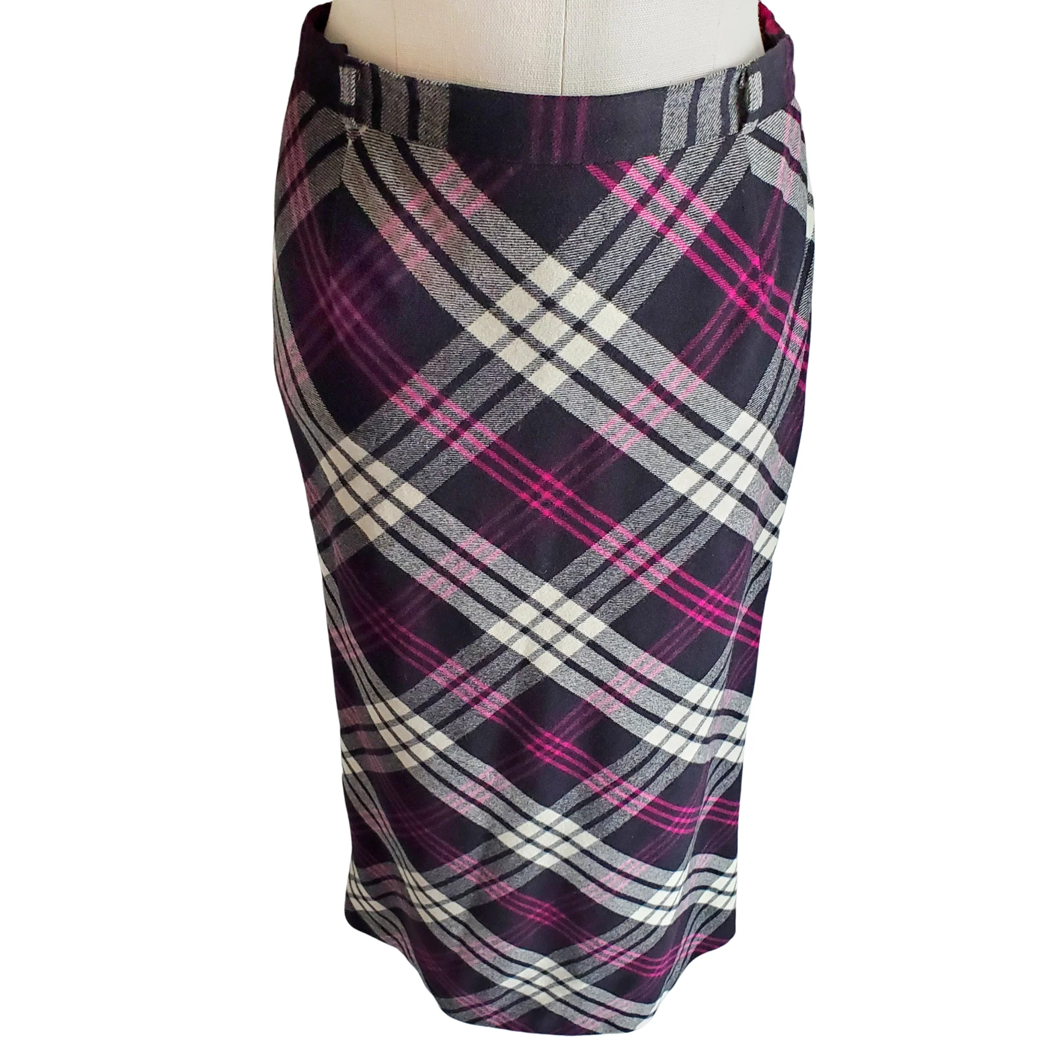 80s Plaid Midi Skirt High Waisted Wool Angora Lined By Horst Basler - Image 4