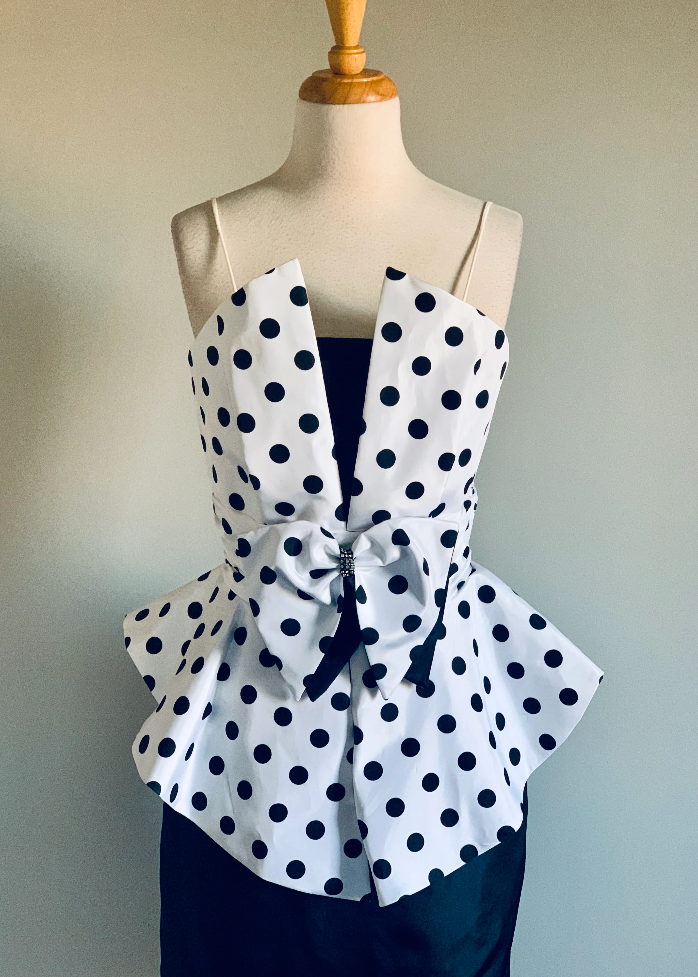 80s Polka Dot Taffeta Evening Party Dress By Night Way - Image 6