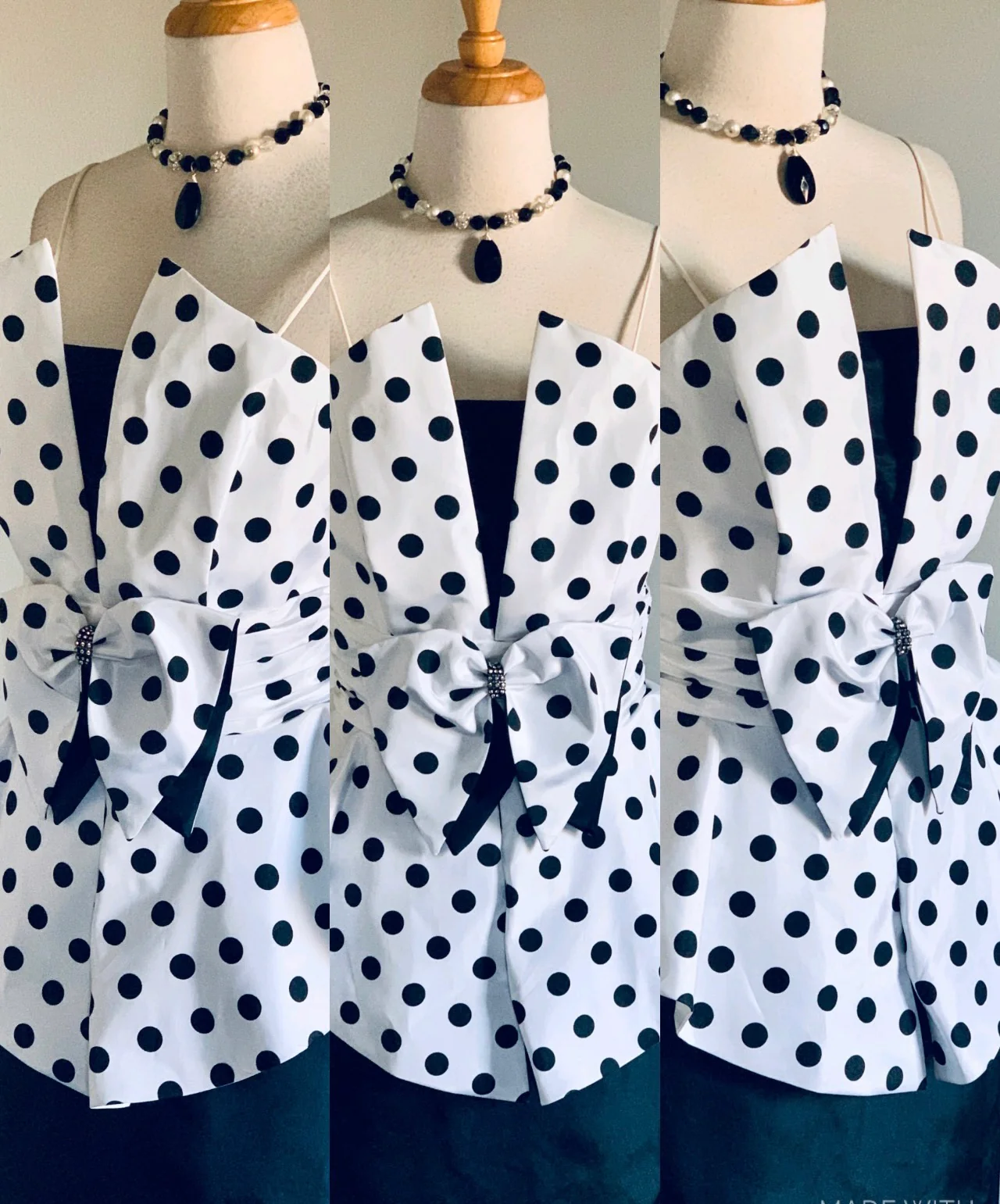 80s Polka Dot Taffeta Evening Party Dress By Night Way - Image 7
